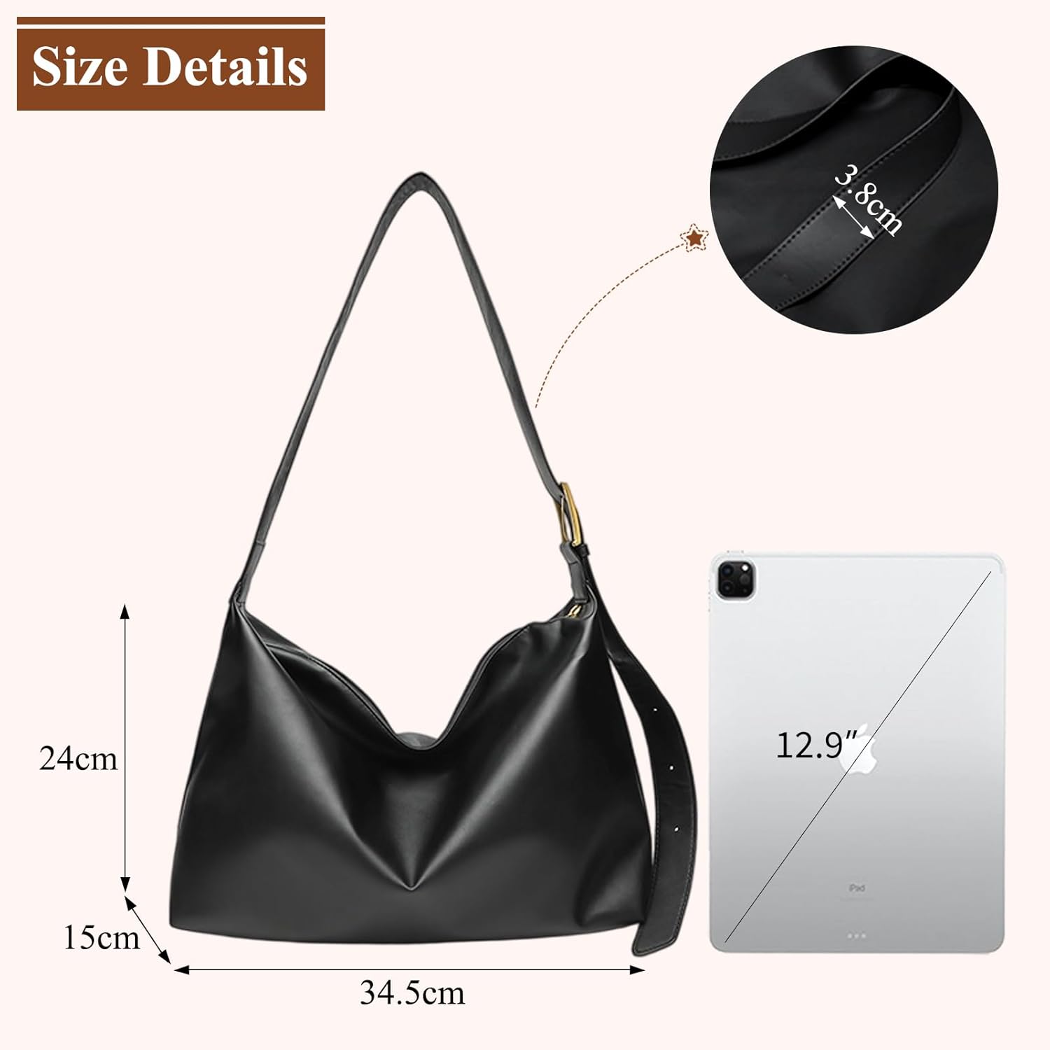 Thumbnail 5 de Gluckstar Große Damen Umhängetasche Nylon Shopper Tasche – Groß, Wasserdicht & Vielseitig