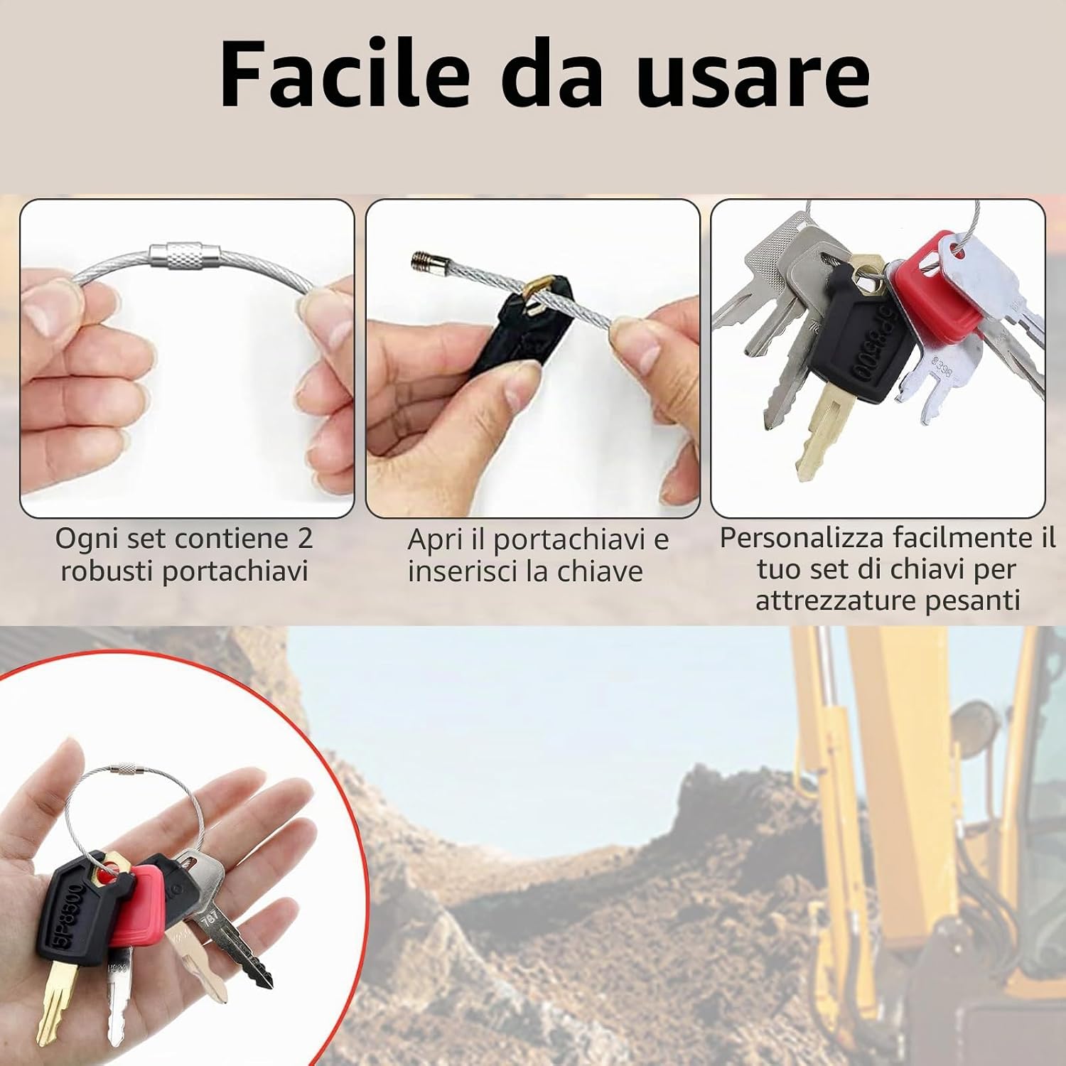 Detalle de Set di 18 chiavi di accensione universali per escavatore, trattore e motore – kit di ricambio affidabile