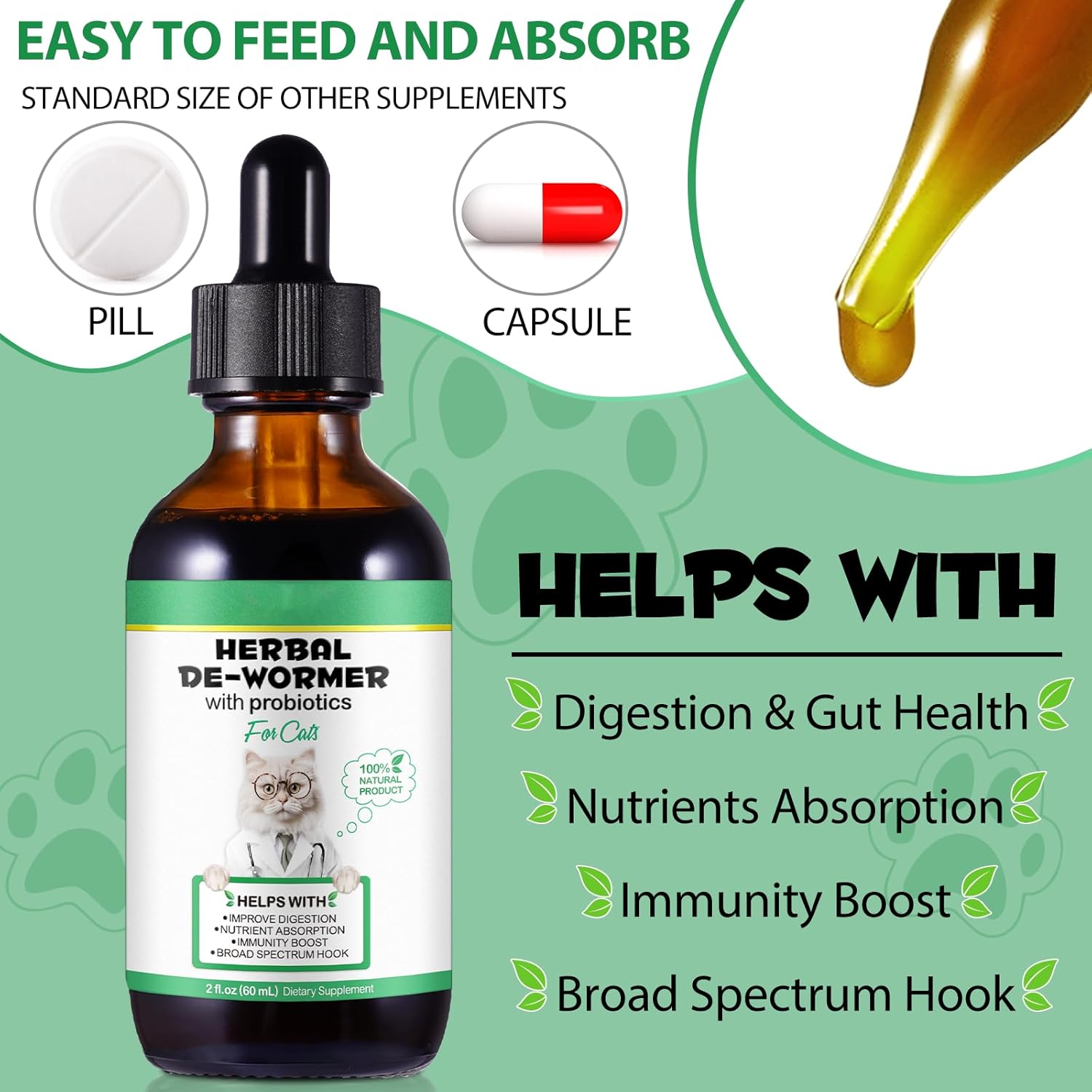 Thumbnail 6 de HEXIN Wurmkur Katze 60 ml – Kräuterent-Entwurmungsmittel mit Probiotika