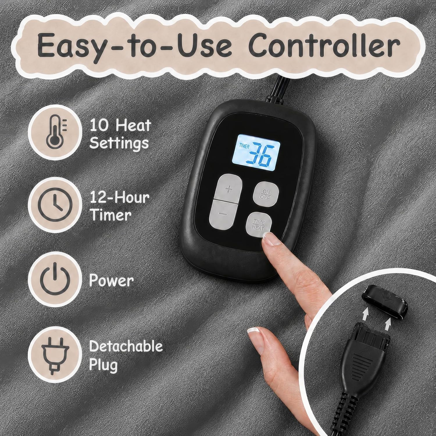 Thumbnail 3 de Electric Heated Blanket Queen 84"x90"