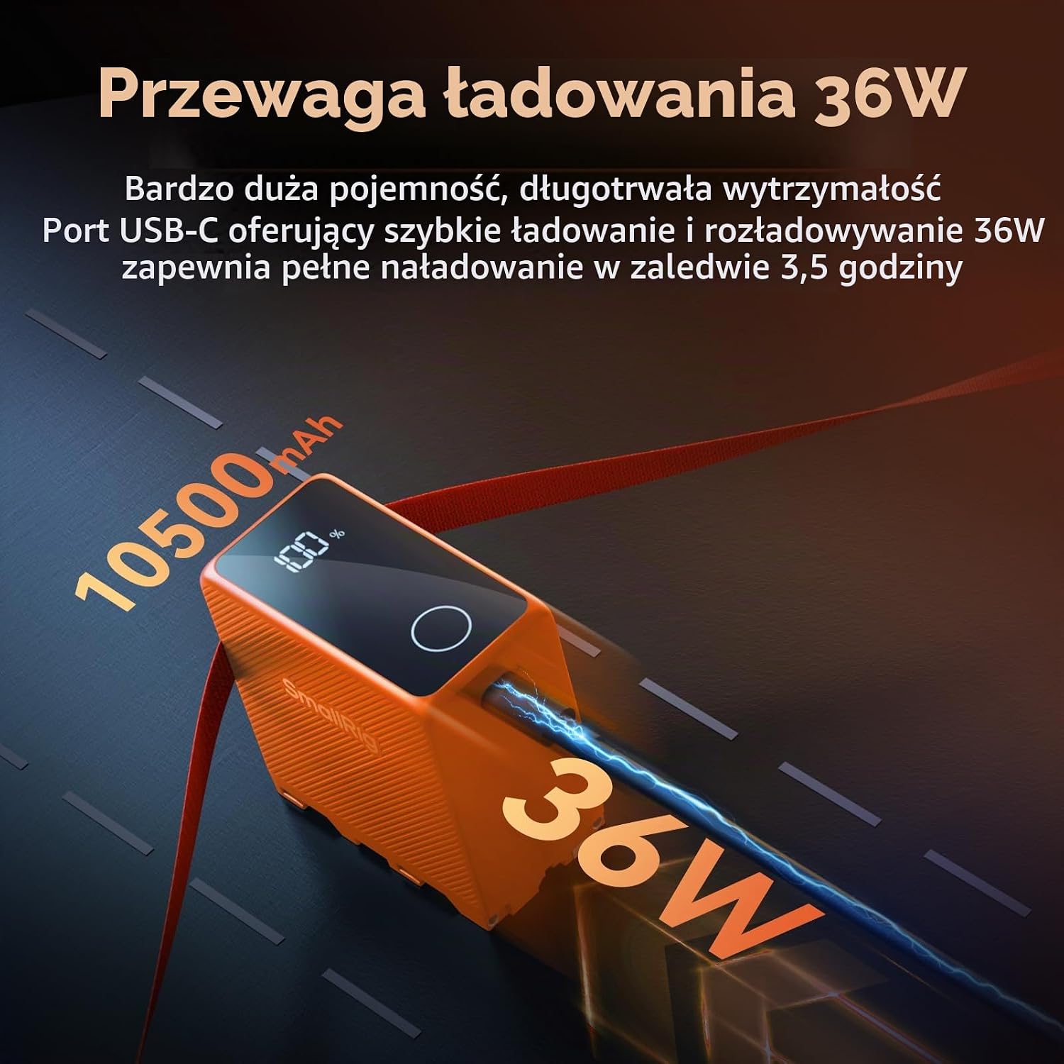 Detalle 2 de SMALLRIG NP-F970 4576-SR – akumulator 10 500 mAh z USB-C PD 36 W i ekranem OLED
