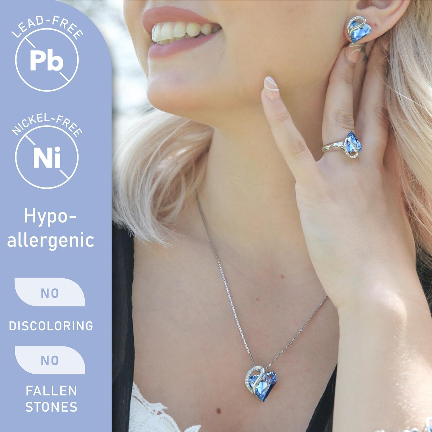 Thumbnail 1 de Leafael Infinity Heart Birthstone Necklace 18"