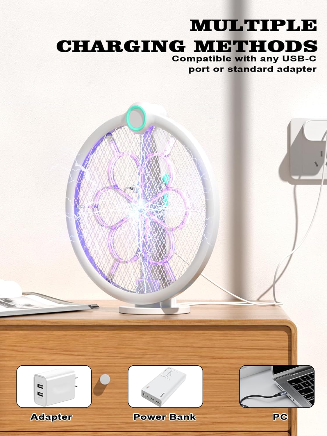 Thumbnail 3 de LioTresk Electric Fly Zapper: 4000V Foldable USB-C Mosquito Killer