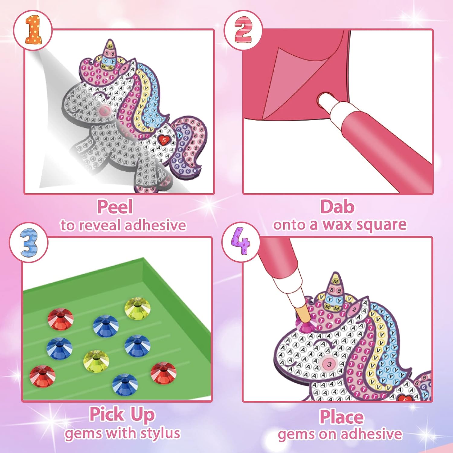 Thumbnail 2 de ORIENTAL CHERRY Girls Gem Keychains Diamond Art Kit (5D) – Make Your Own GEM Keychains