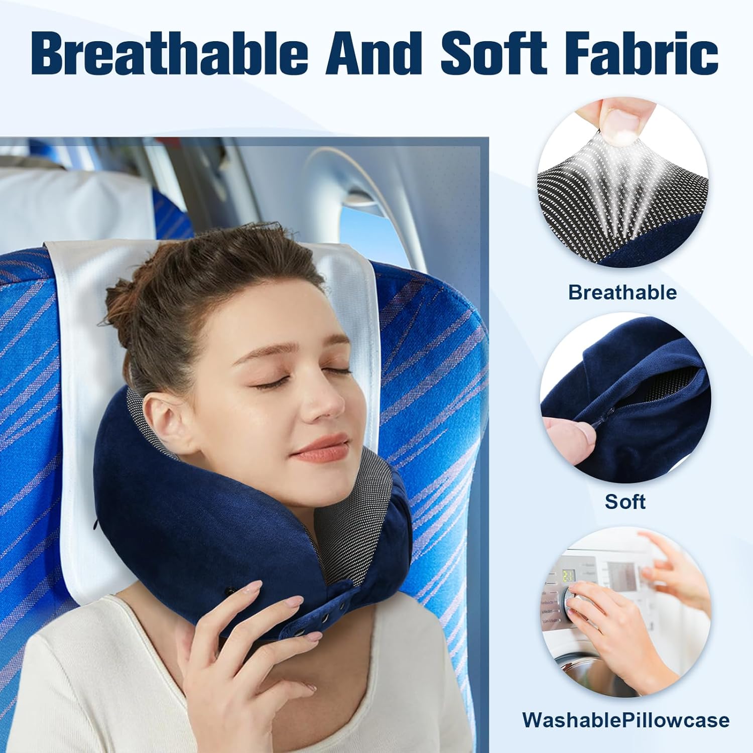 Thumbnail 5 de Cirold Nackenkissen Flugzeug – Verstellbares Memory Foam Reisekissen mit Ohrstöpseln, Augenmaske und Tragetasche