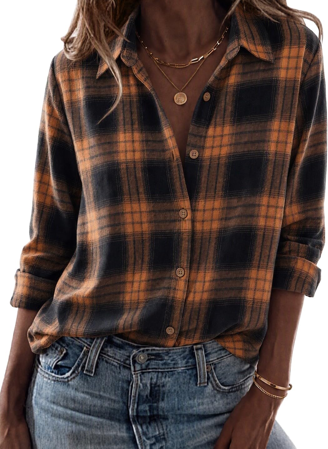 Detalle 2 de Zeagoo Women's Flannel Shirt, Cotton-Polyester Blend