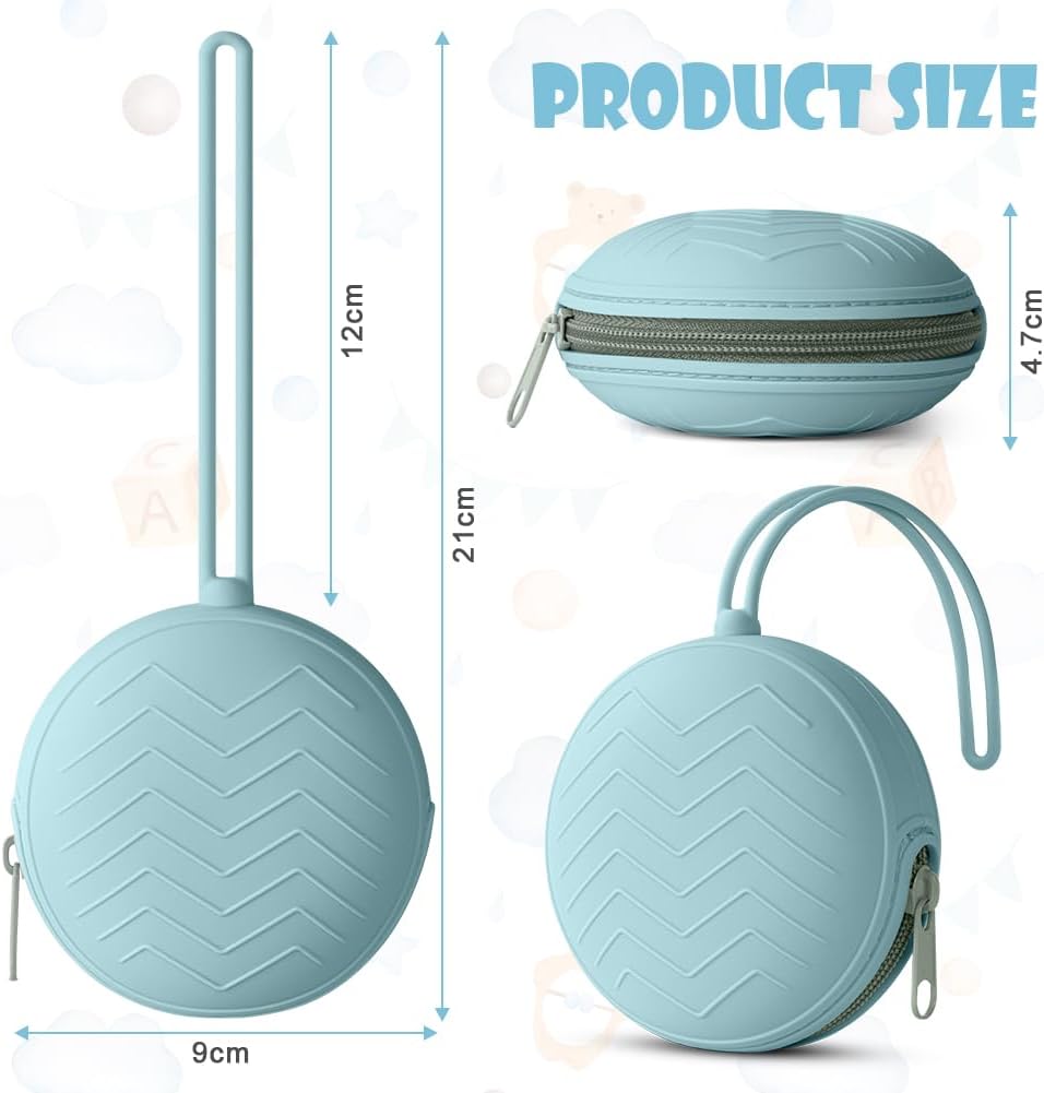 Detalle de Porta Succhietto in Silicone – Custodia Lavabile per Ciuccio, 2 Pcs, Blu Verde