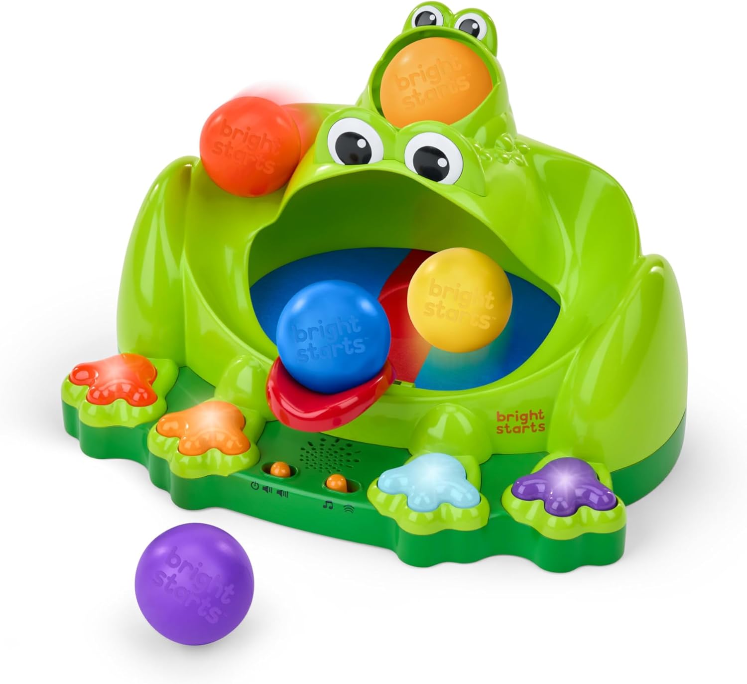 Detalle de Bright Starts Balle Grenouille Poppin' Ball – Jouet de Lancement et Rebond pour les tout-petits (6 mois et +)