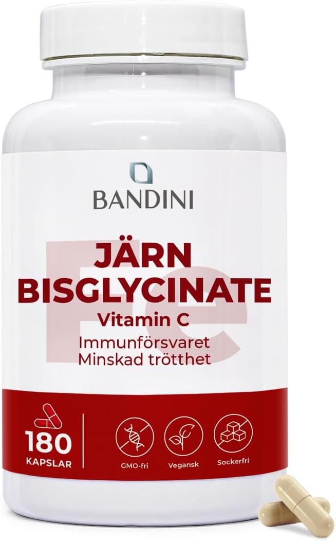 Detalle de BANDINI järn 80 mg med C-vitamin, 180 veganska kapslar