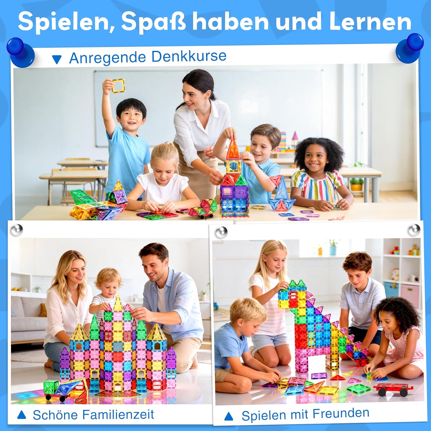 Thumbnail 3 de WOOBLO Magnetische Bausteine 108-teilig inkl. 2 Autos – Magnetkonstruktionsspiel für Kinder ab 3 Jahren
