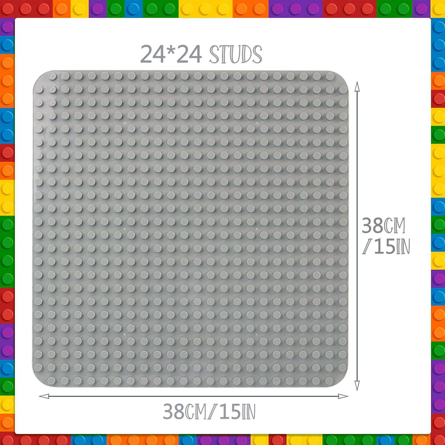 Thumbnail 1 de Cabeeskii duża szara płyta konstrukcyjna 38 × 38 cm, kompatybilna z LEGO DUPLO
