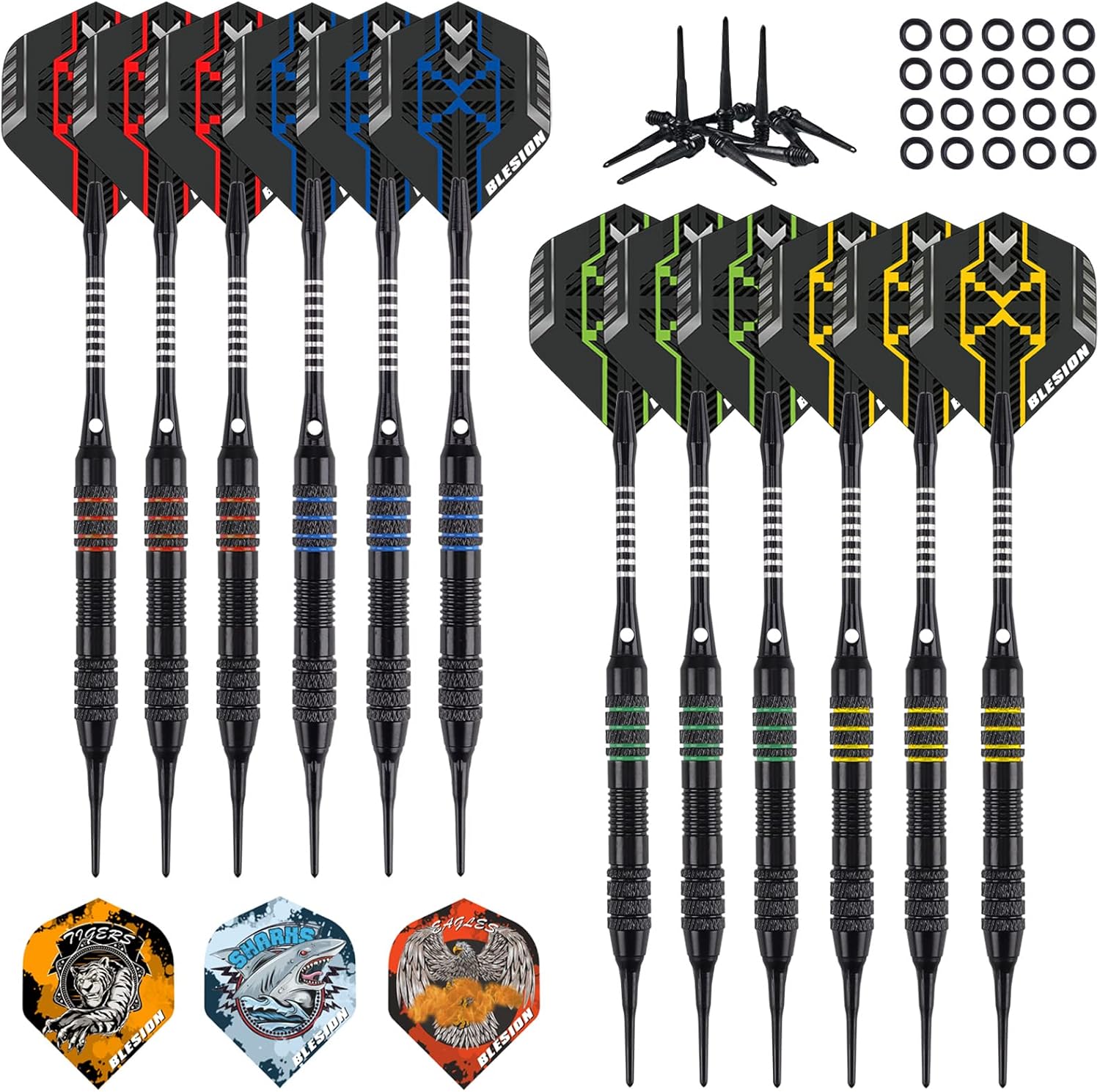 Thumbnail 3 de Elektronische Dartscheibe mit LED-Display, 12 Pfeilen und 27 Spielen – Elektronische Dartboard für bis zu 16 Spieler