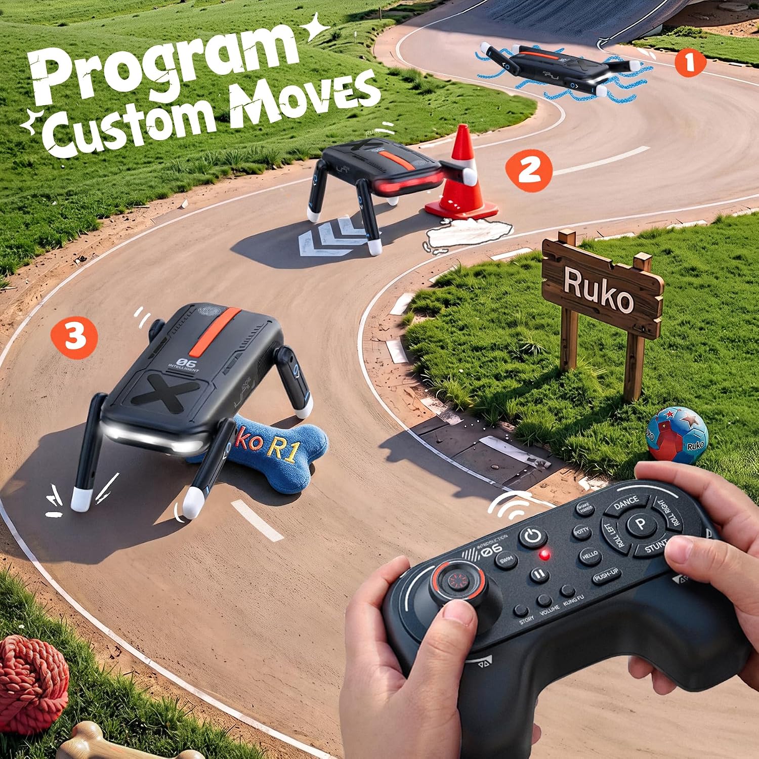Detalle de Ruko R1 Mini Robot Dog with 4-Way Flips, Gesture Control and Programming