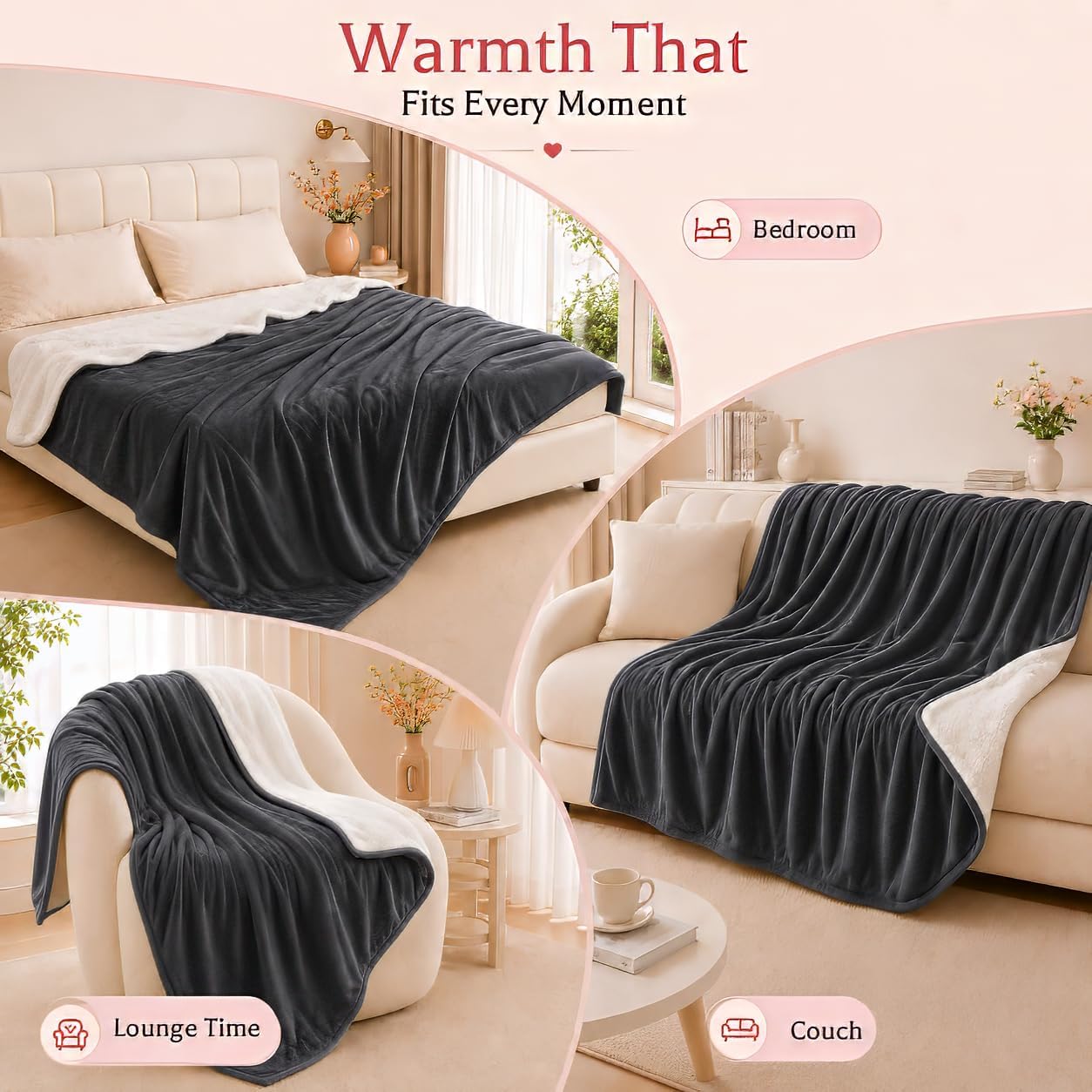 Detalle de Arrylins ZQ05B-A5060 Heated Throw Blanket, 50" x 60", 6 Heat Settings