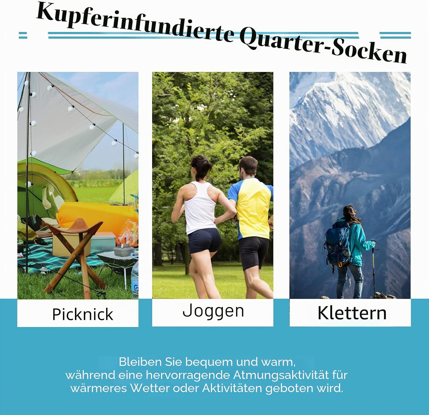 Thumbnail 6 de Kodal Kupfer Quarter-Socken 4/5 Paar für Komfort