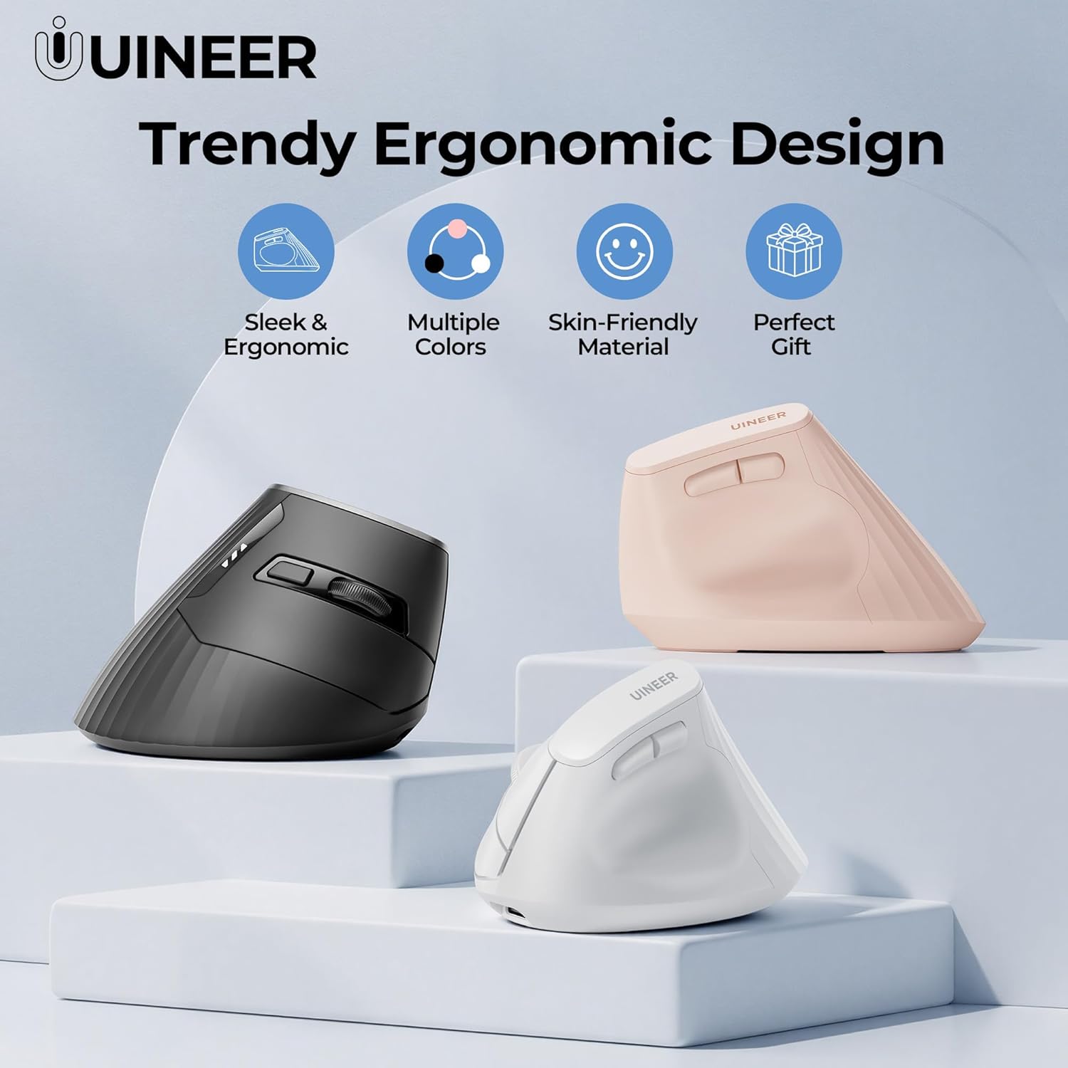 Thumbnail 6 de Ergonomic Wireless Vertical Mouse with 2.4G Receiver, 2400 DPI, USB A, Rechargeable Battery