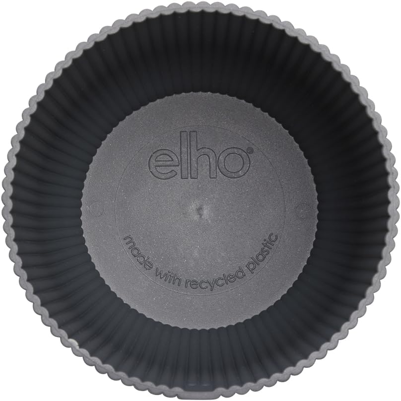 Detalle de elho Vibes Fold Round 22cm Flower Pot – Anthracite: Durable, Recycled Plastic Planter for Indoor Use