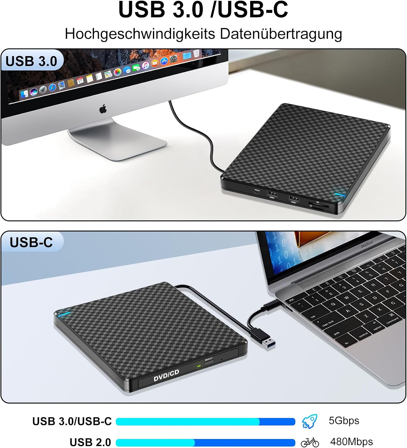 Detalle 2 de NOLYTH Externes DVD Laufwerk USB-C đź“€