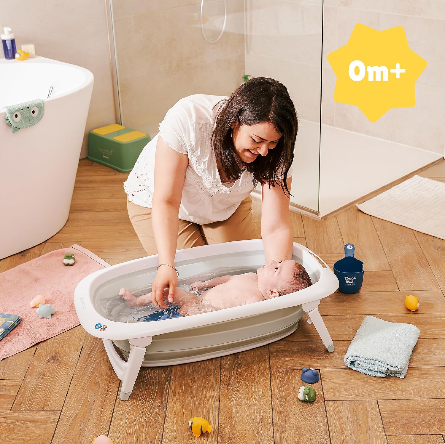 Thumbnail 1 de Badabulle Vaschetta da bagno pieghevole per bambini – Ultra compatta, 35 L, piedini antiscivolo, tappo termico e maniglia
