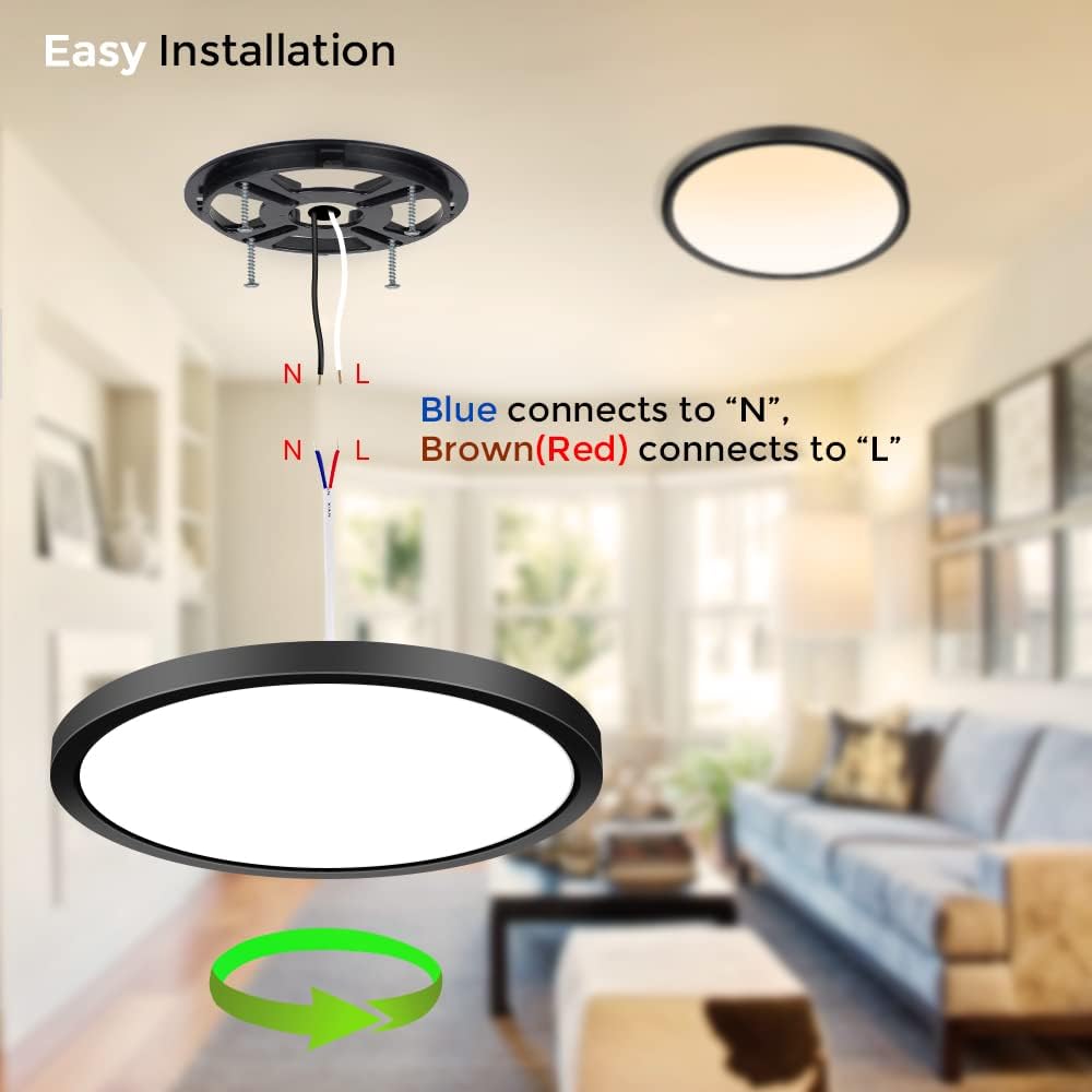 Thumbnail 3 de Black 9 inch LED flush mount 18W