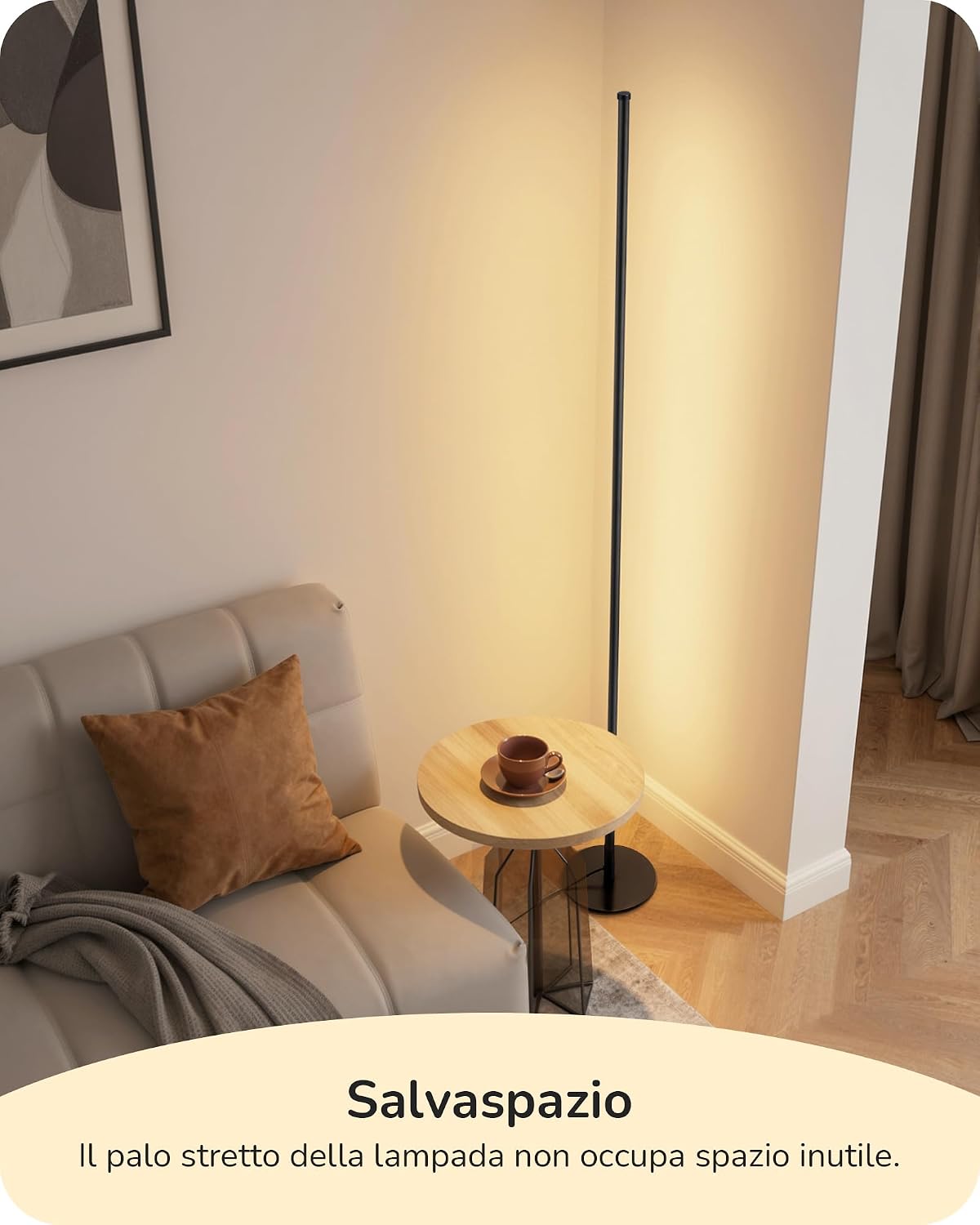 Detalle 2 de EDISHINE Lampada da Terra LED regolabile con altezza e temperatura colore 3000–6000K, Nero