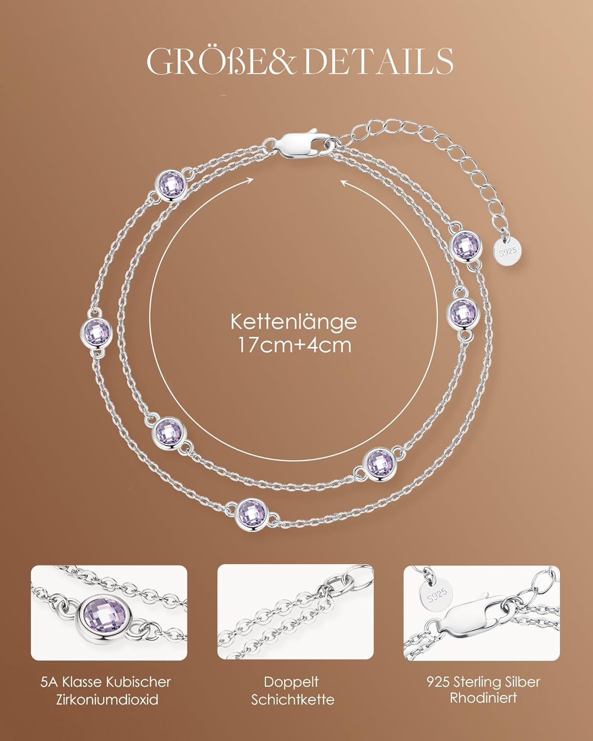 Thumbnail 3 de Louisa Secret Bracciale Donna in Argento 925 con Zirconi – Regolabile, Idee Regalo Festa della Mamma
