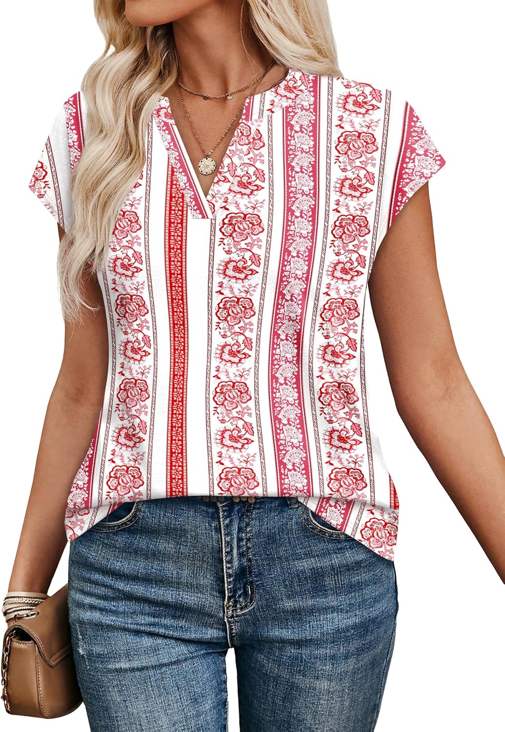 Thumbnail 2 de WIHOLL Women's V Neck T Shirt – Short Sleeve Summer Tee