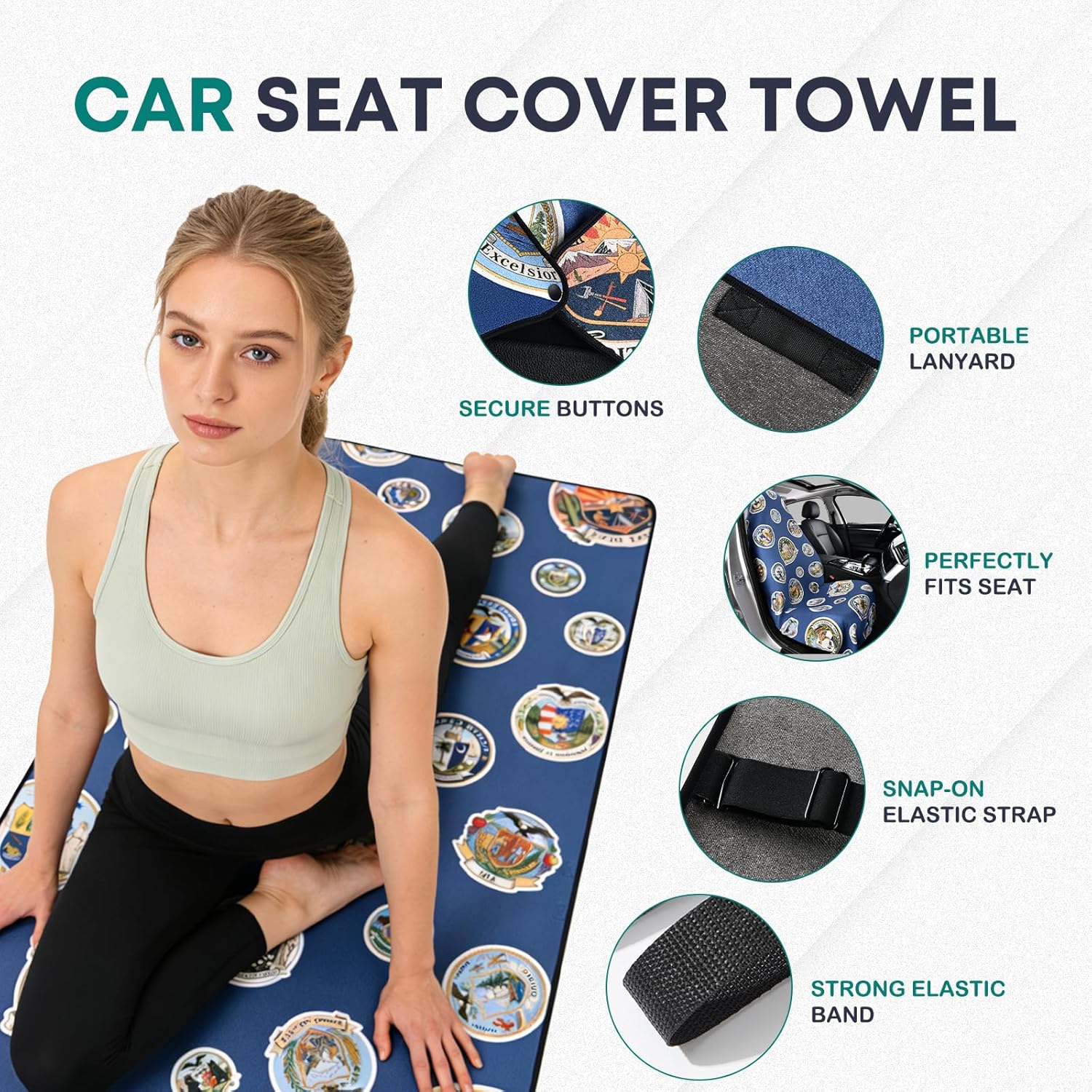 Thumbnail 3 de FLORICH Microfiber Towel Seat Covers for Cars — universal non-slip workout & swim sweat cover