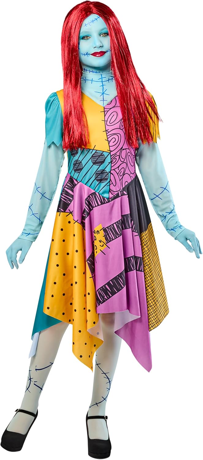 Detalle de Party City Sally Costume Dress for Kids, Printed Tights, Size Small (6/7)