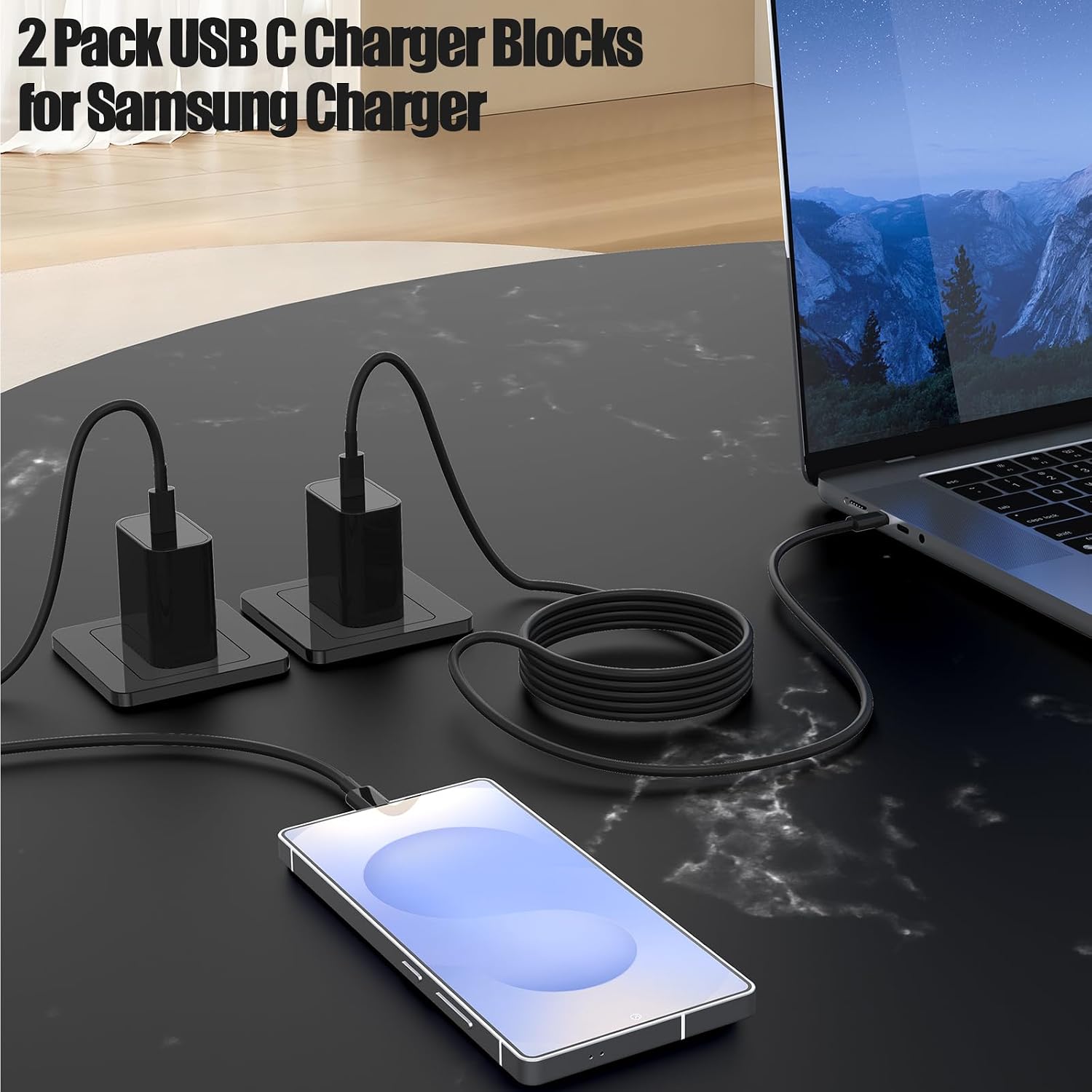 Detalle de 45W Super Fast Type-C Charger (USB-C to USB-C) for Samsung Galaxy S25/S24/S23 Ultra & iPhone Pro Models
