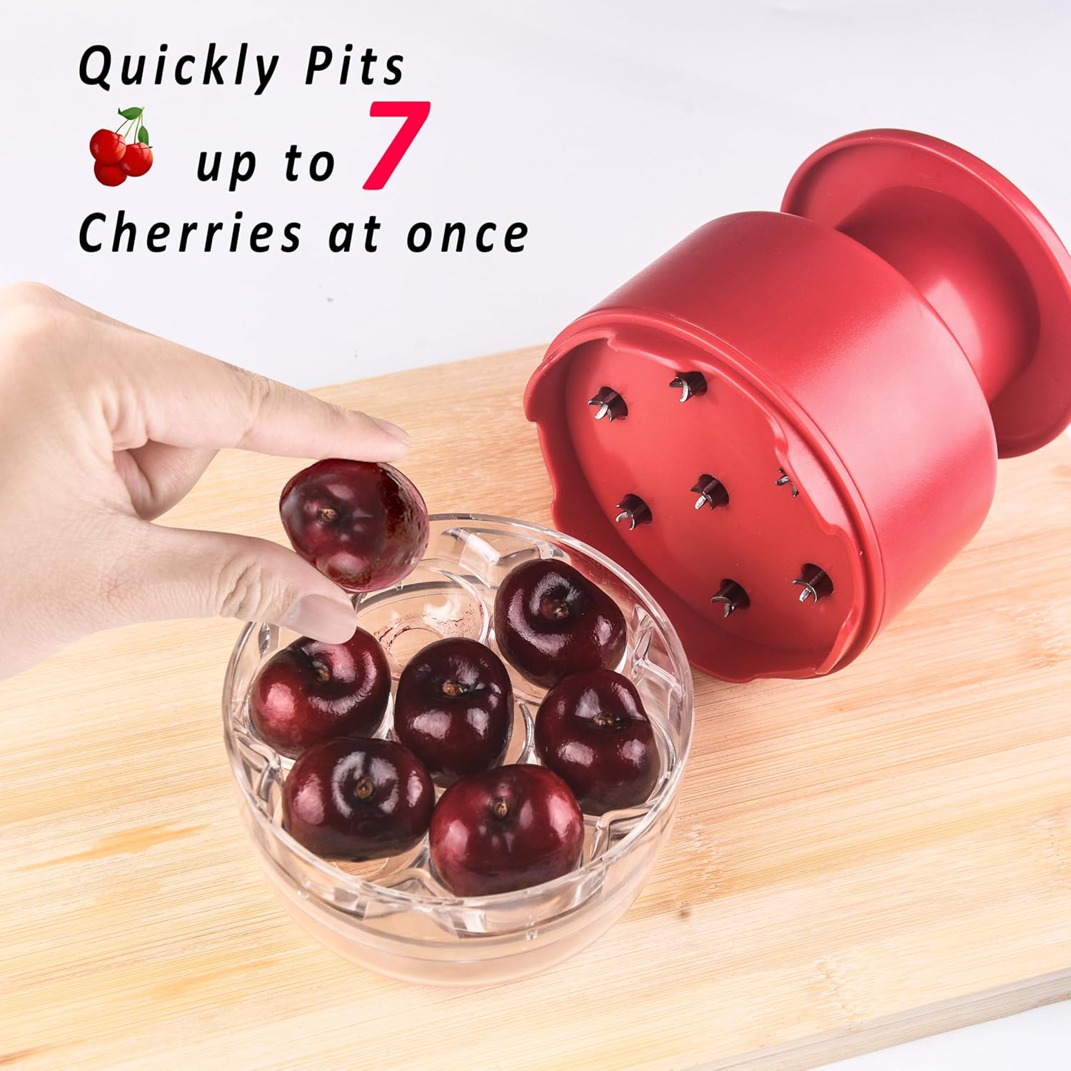 Detalle 2 de UCMORX Cherry Pitter Multi 7-IN-1: Stainless Steel, 7-Cherry Inline Pitting Tool