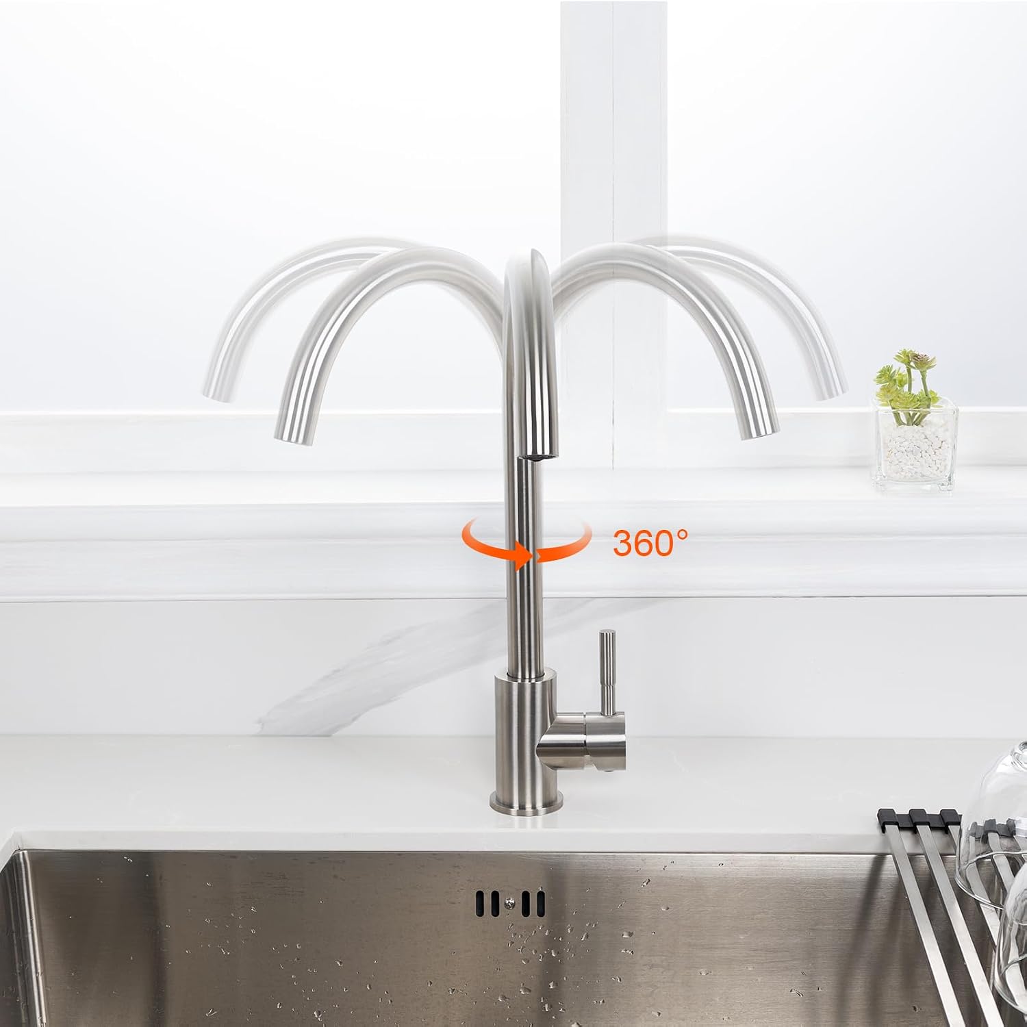 Detalle de GRIFEMA Niederdruck Armatur Küche – 360° Drehbar, leicht zu reinigen und für Boiler geeignet