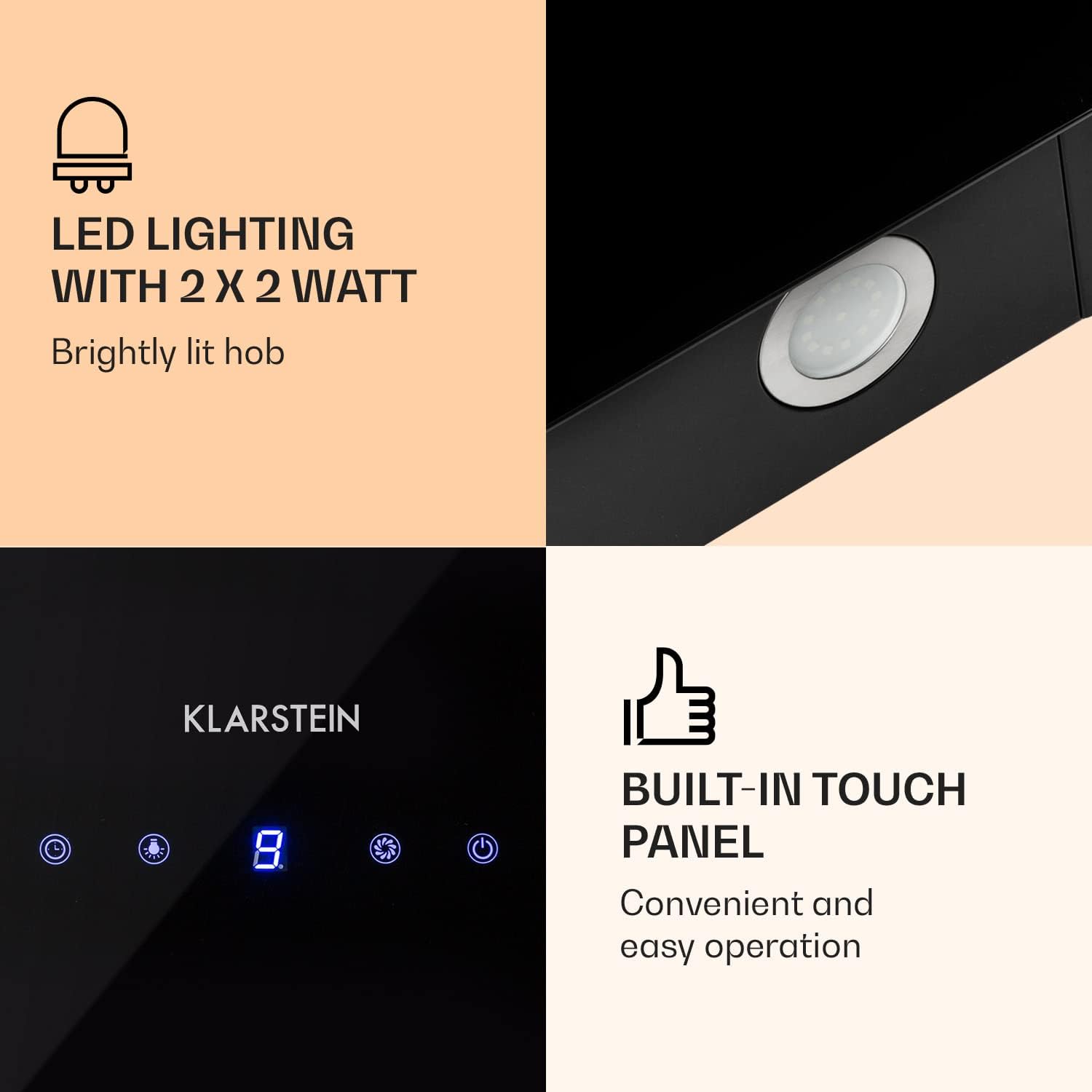 Detalle 1 de Klarstein 10031905 – okap ścienny z oświetleniem LED i filtrem aluminiowym