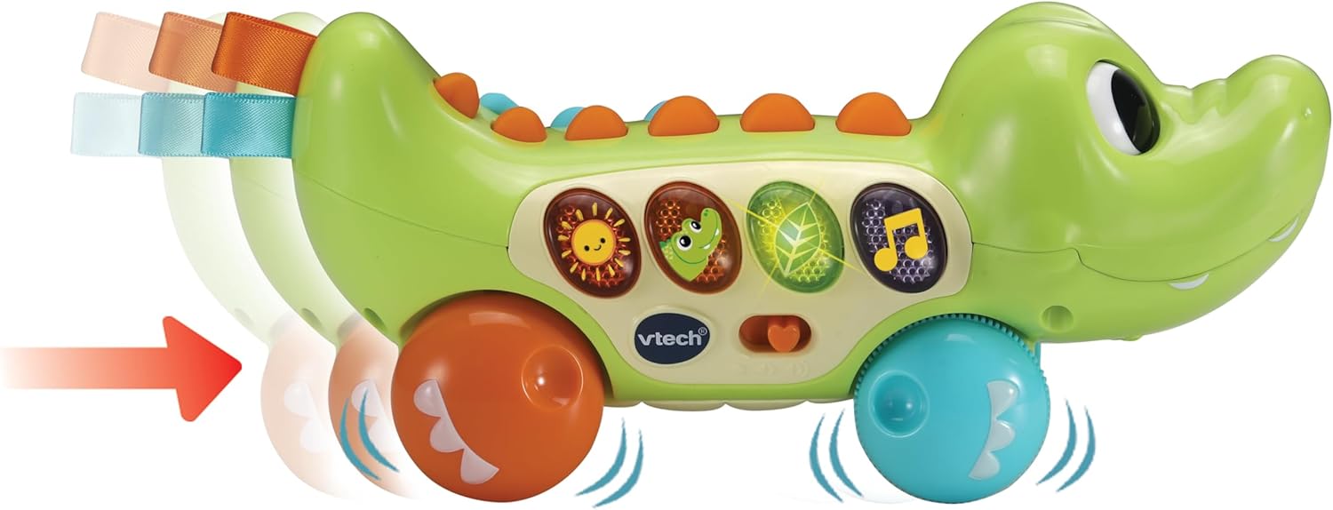 Detalle 2 de VTech Baby Squishy Spikes Alligator: Push Along Toy for Sensory & Early Learning