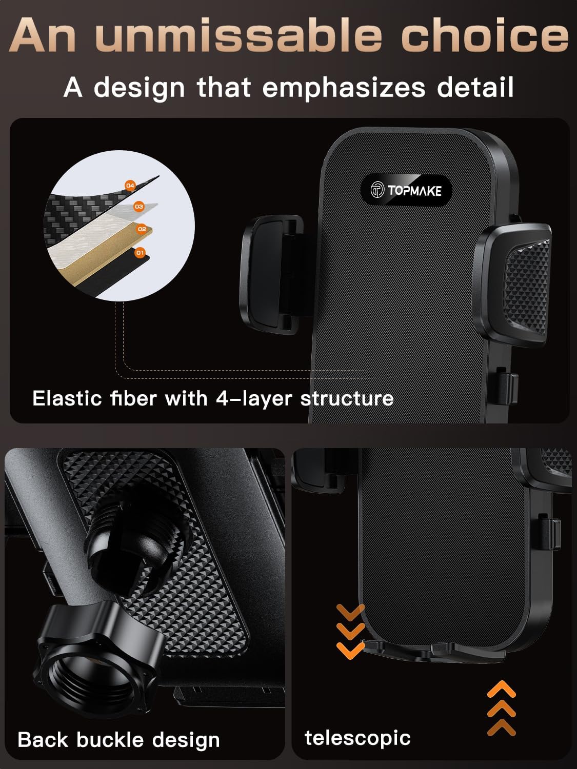 Detalle 2 de Topmake 3-in-1 Car Phone Holder Mount