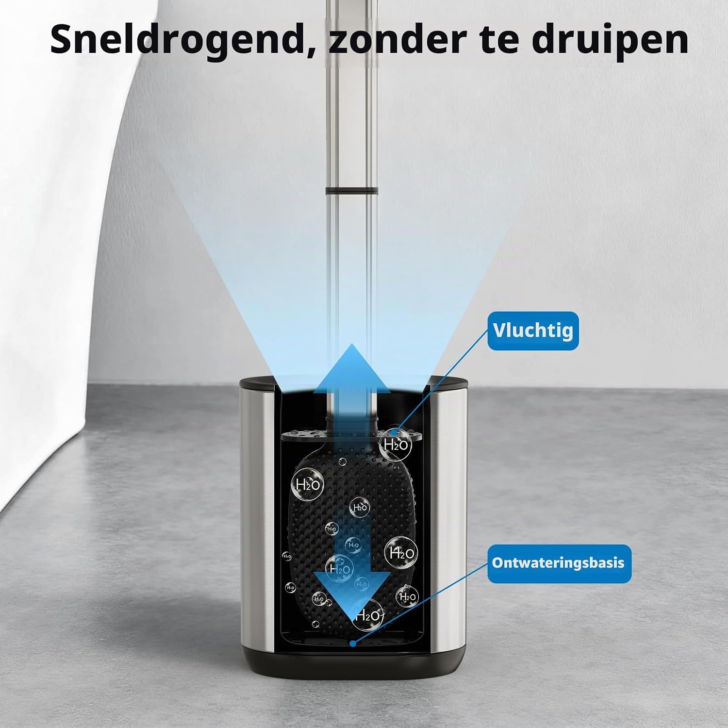 Thumbnail 2 de homeasy HLX073 toiletborstel met TPR-kop en RVS-handgreep, zilver