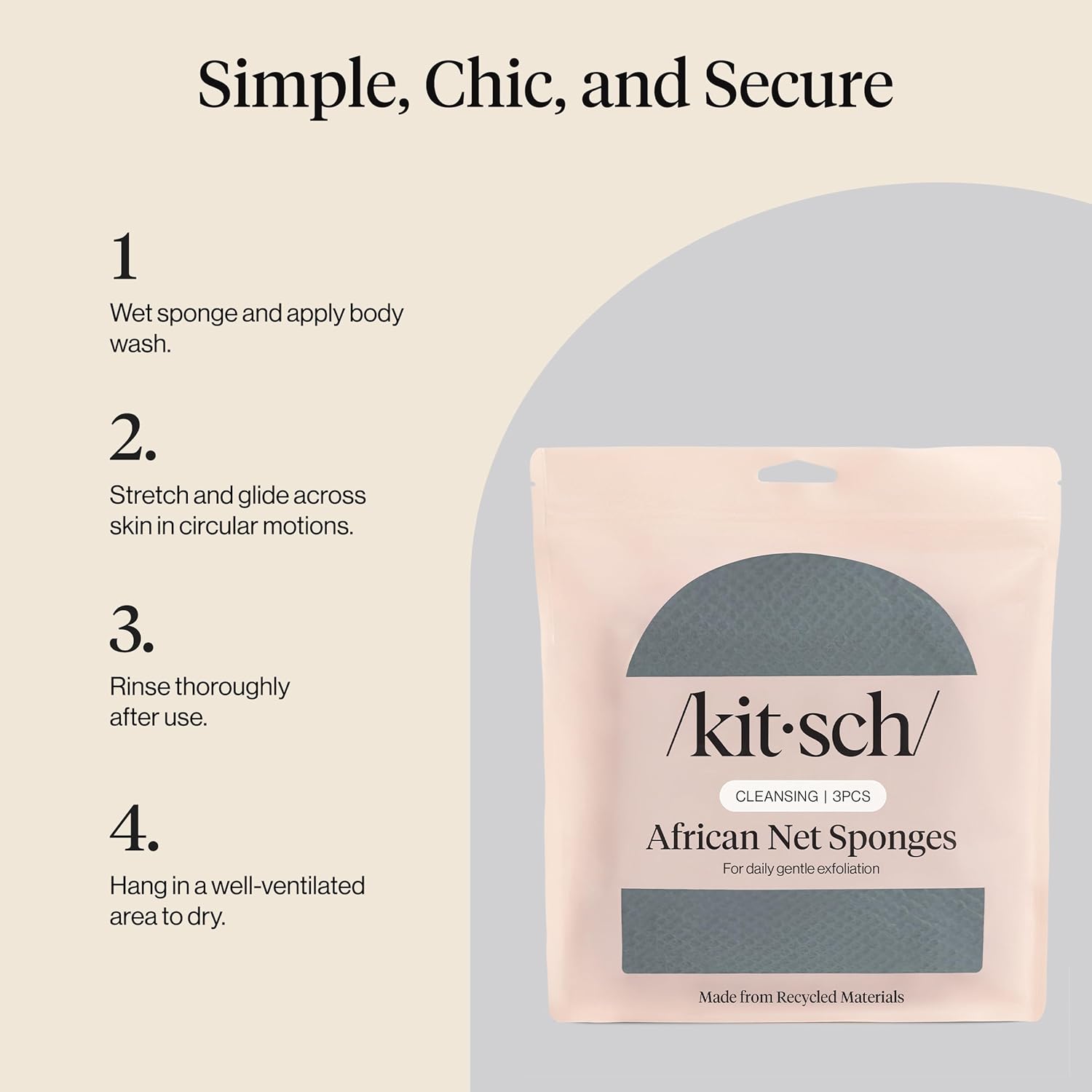 Thumbnail 6 de Kitsch African Net Sponge 3pcs – Exfoliating Body Scrubber for Daily Cleansing