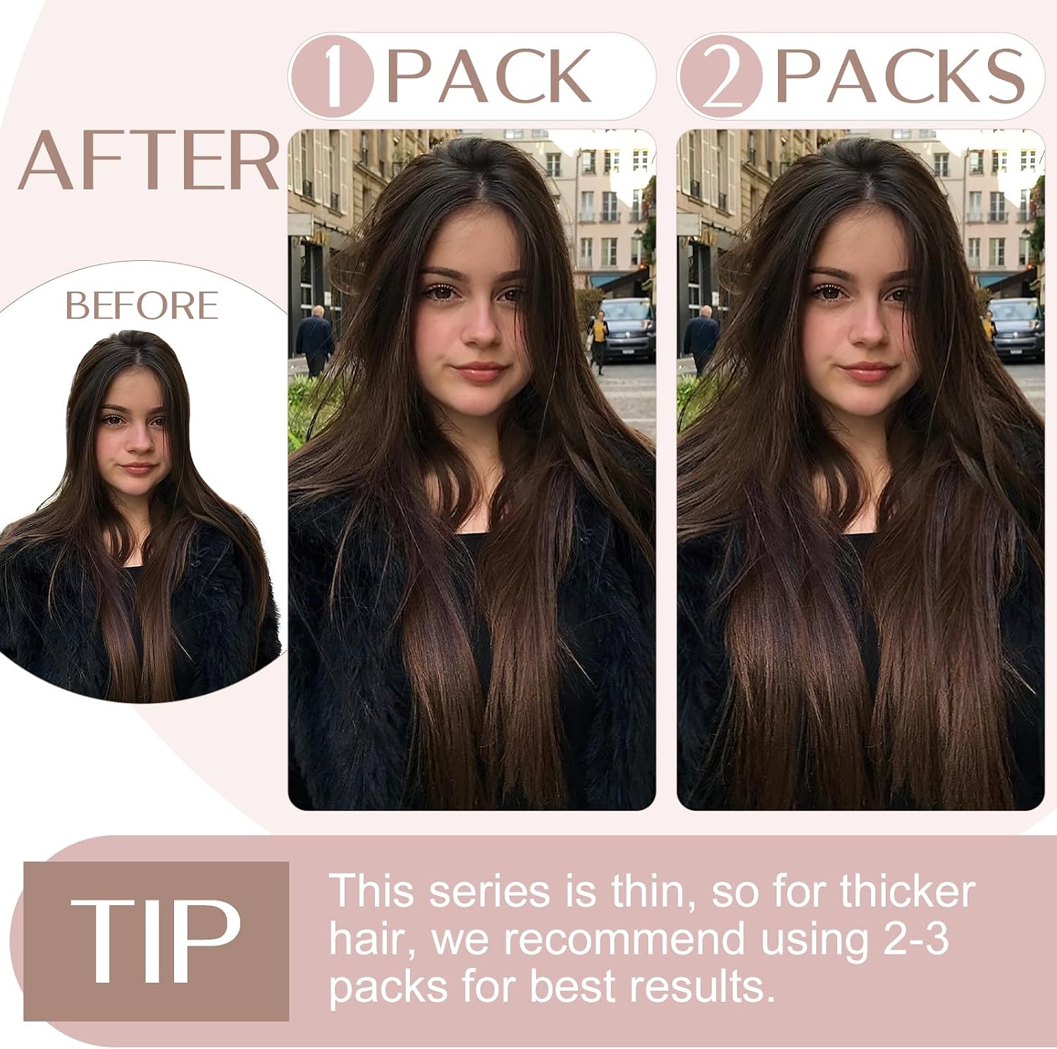 Thumbnail 4 de SEGO Extension Capelli Veri Clip Fascia Unica 100% Remy – Ciocca 22 cm, 45 cm di lunghezza Marrone Scuro (#2)