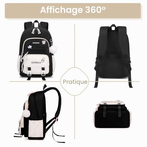 Thumbnail 6 de Tanou Cartable Fille Primaire 20L avec Pendentif et badges – Organisation et Confort