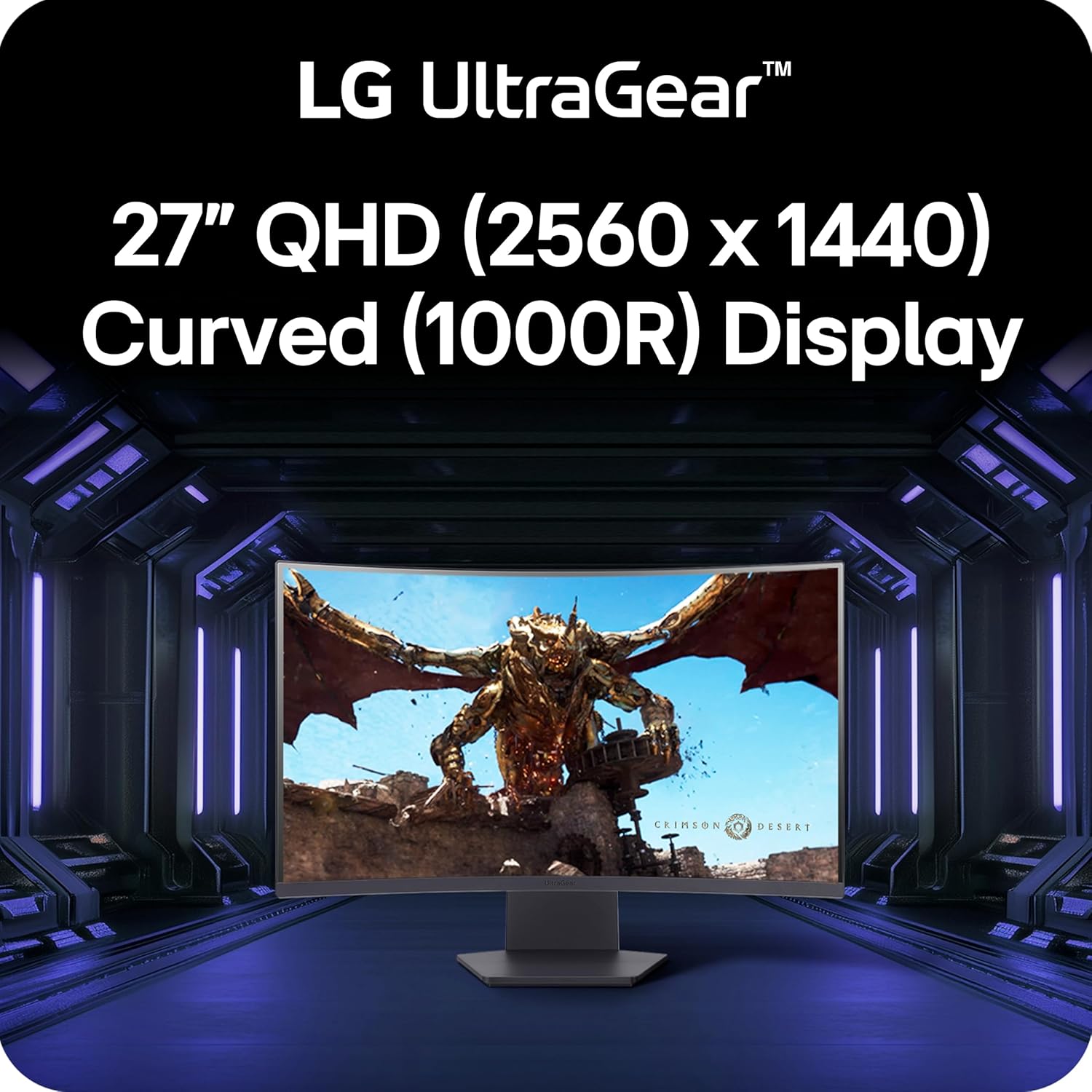 Thumbnail 1 de LG 27GS60QC-B UltraGear 27-inch Curved QHD Gaming Monitor (180Hz, 1ms, 1000R) with FreeSync & HDR10