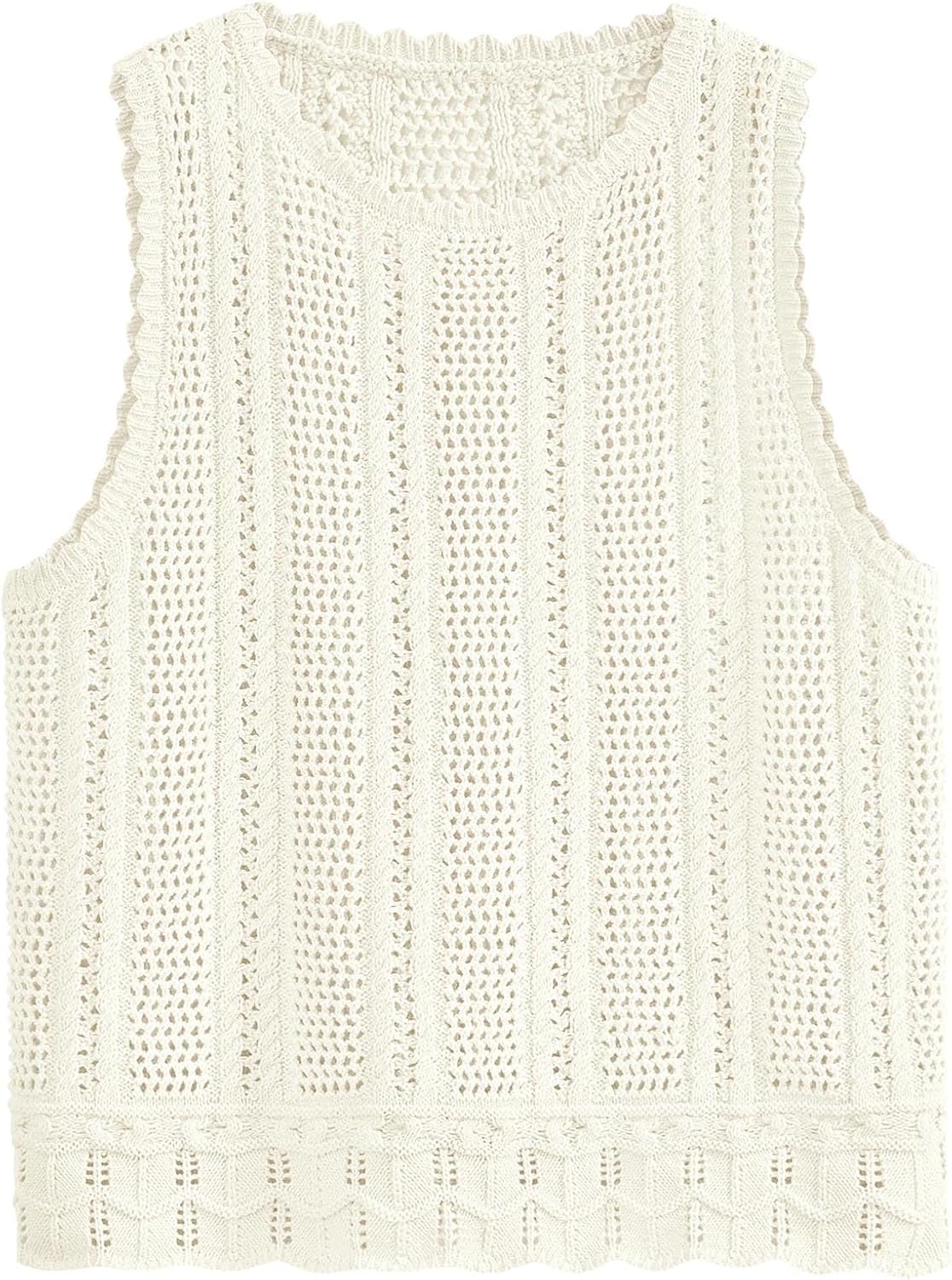 Detalle de KIRUNDO Crochet Sweater Vest Tank Tops for Women (Beach Vacation & Resort Cover-Ups)