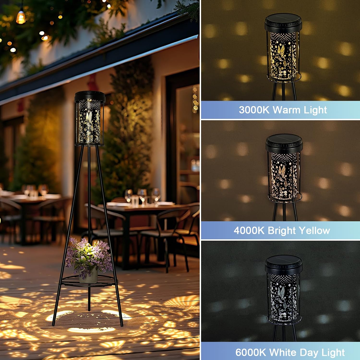 Detalle de Auting Lanterne solaire colibri IP65 sur pied en métal – éclairage poétique pour jardin