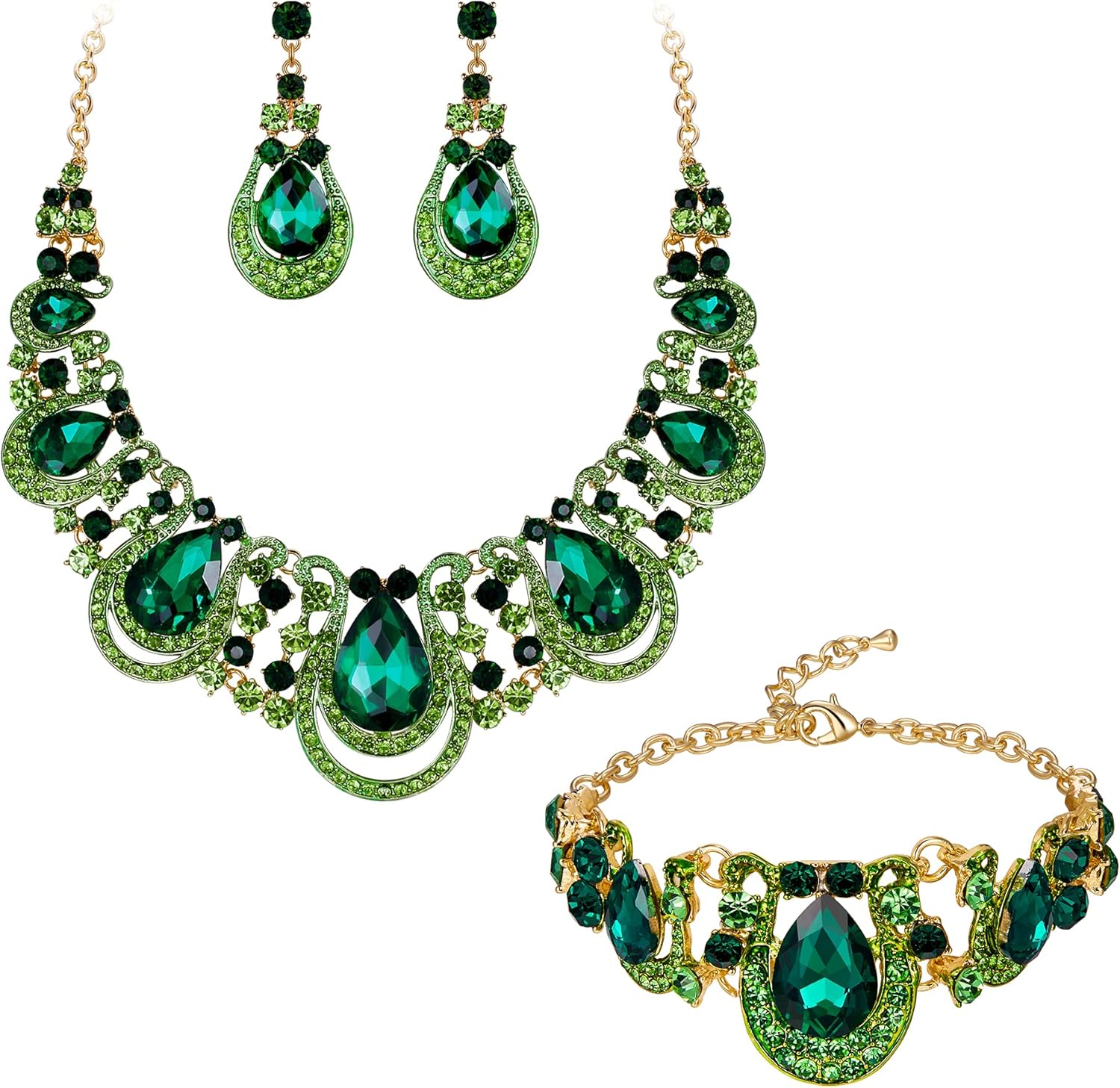 Thumbnail 4 de Parure mariage Clearine « Mariage Style Fastueux » en cristal diamanté (collier plastron, boucles pendantes et bracelet)