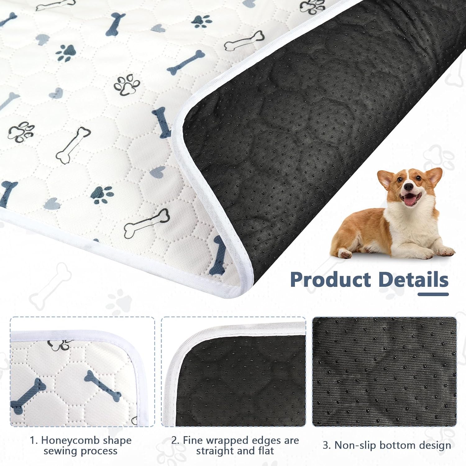 Thumbnail 4 de Zocipro 2 Pack Washable Puppy Pads (45x60cm) – Reusable, Waterproof Training Pee Pads for Home & Travel