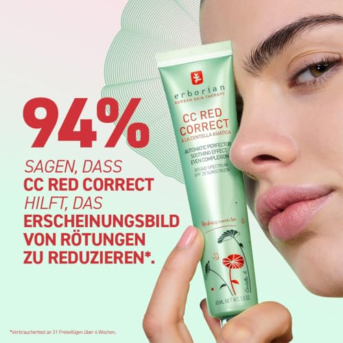 Detalle de Erborian CC Red Correct: Creme gegen Rötungen mit Centella Asiatica, SPF 25, 45 ml