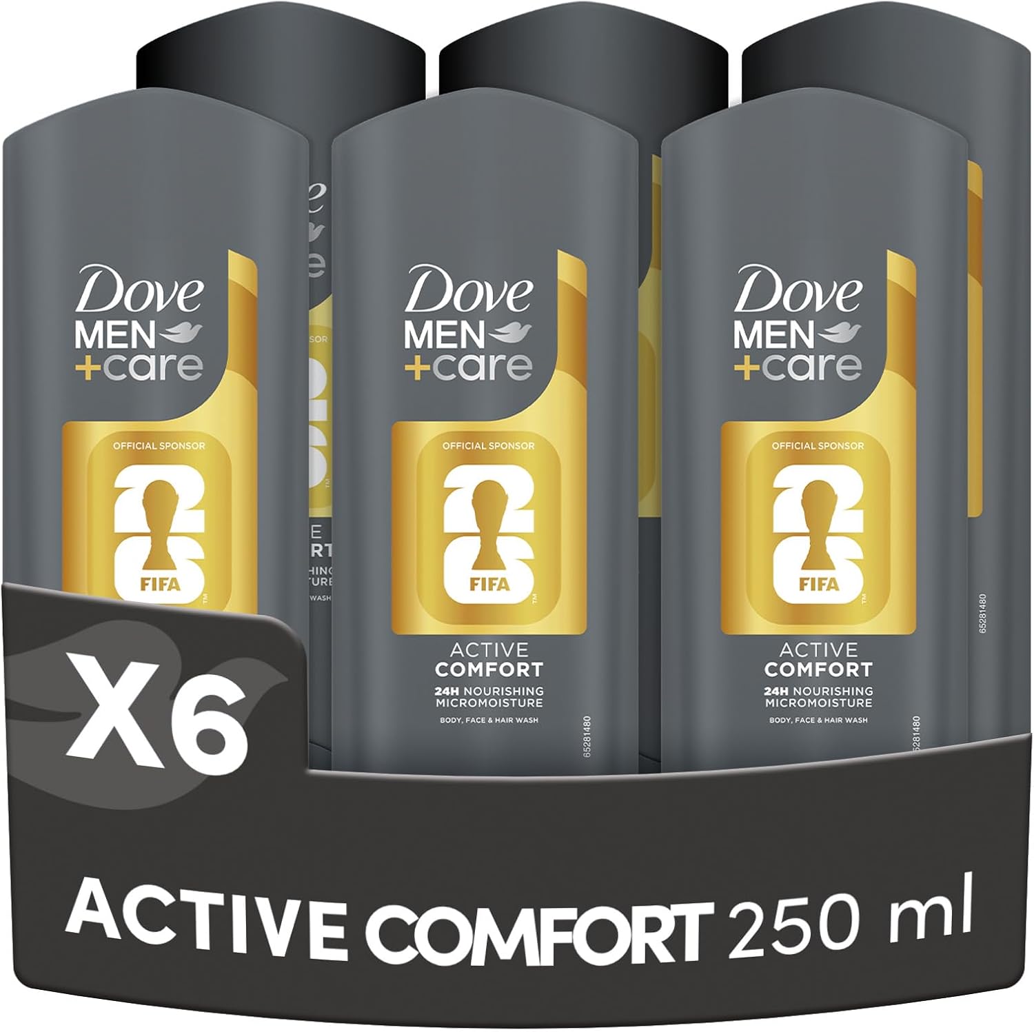 Detalle de Dove Men+Care Active Comfort Docciaschiuma 3in1 – 6x250 ml