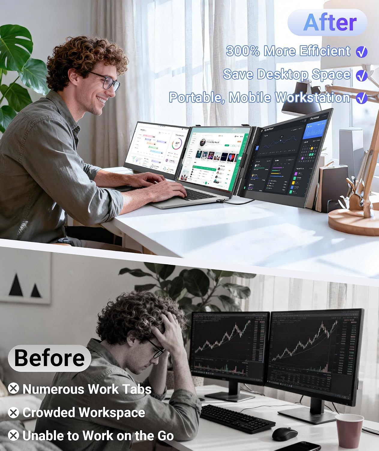 Detalle 2 de Wixzet 14" Triple Laptop Screen Extender (Ultra-Thin FHD 1080P Portable Monitor)