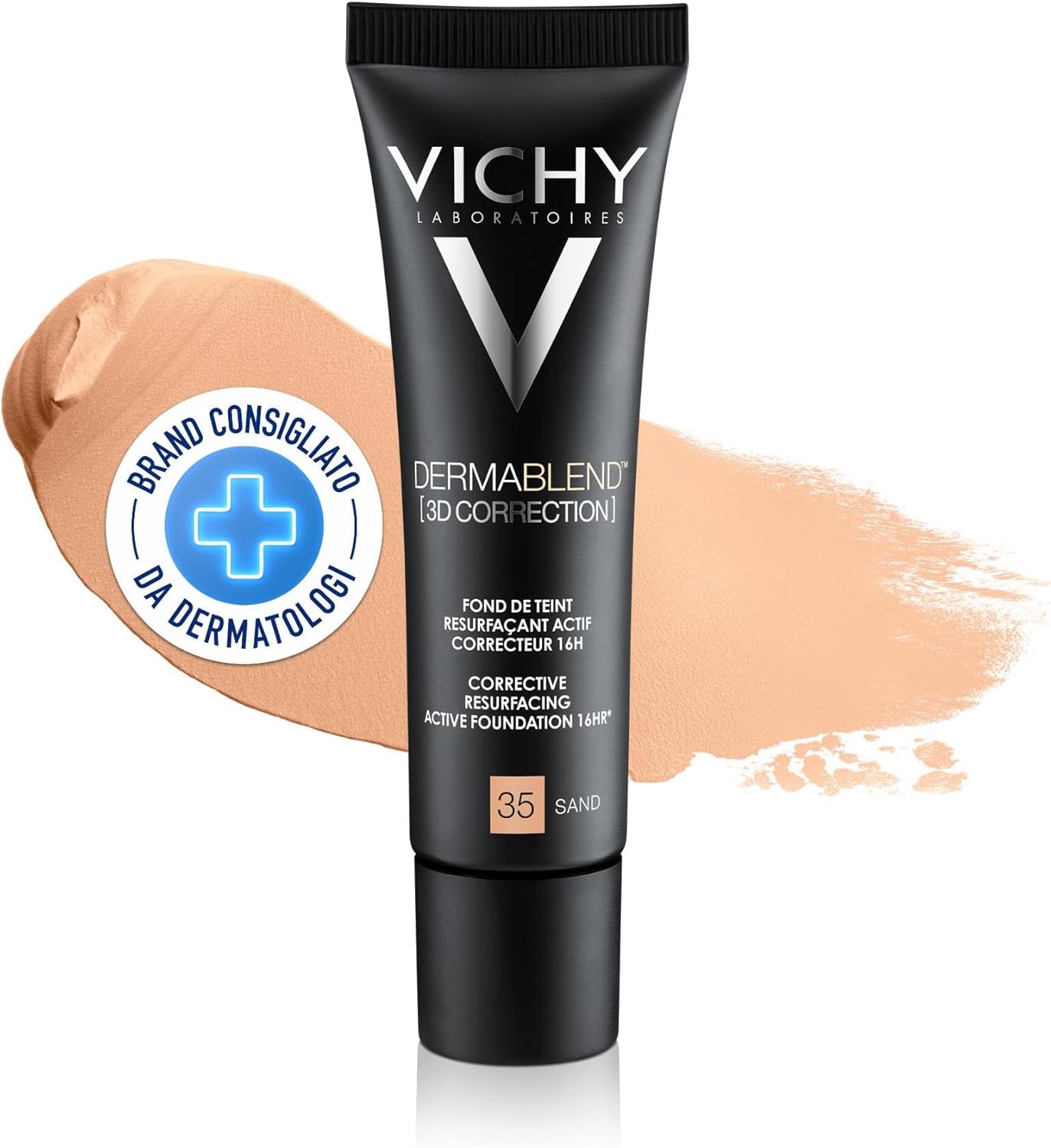 Detalle de Vichy Dermablend Fondotinta Fluido 3D Correction 35 – Coprenza alta per pelle grassa