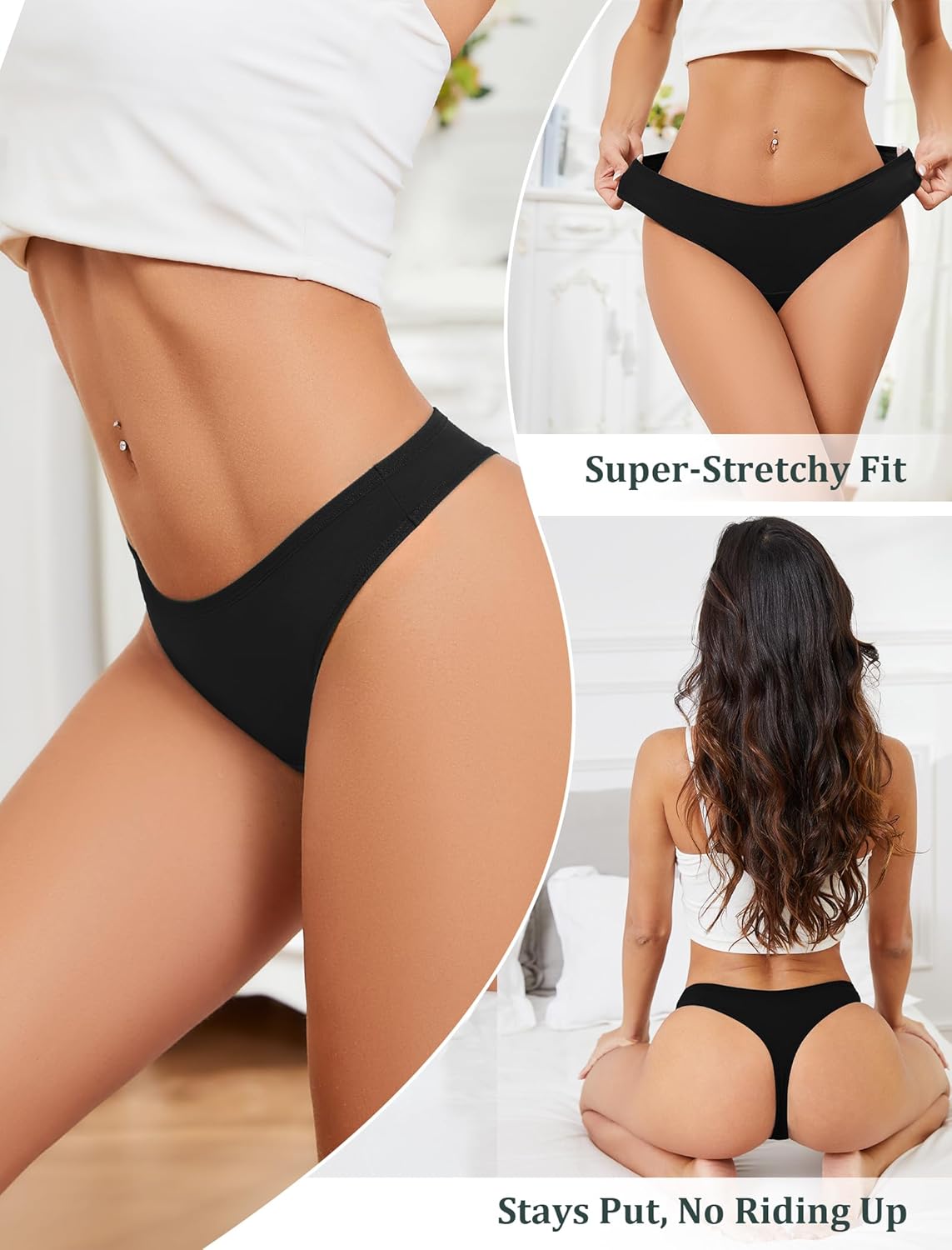 Thumbnail 1 de VOENXE Damen String Tanga aus Baumwolle (90% Baumwolle, 5er Pack) – atmungsaktiv & bequem