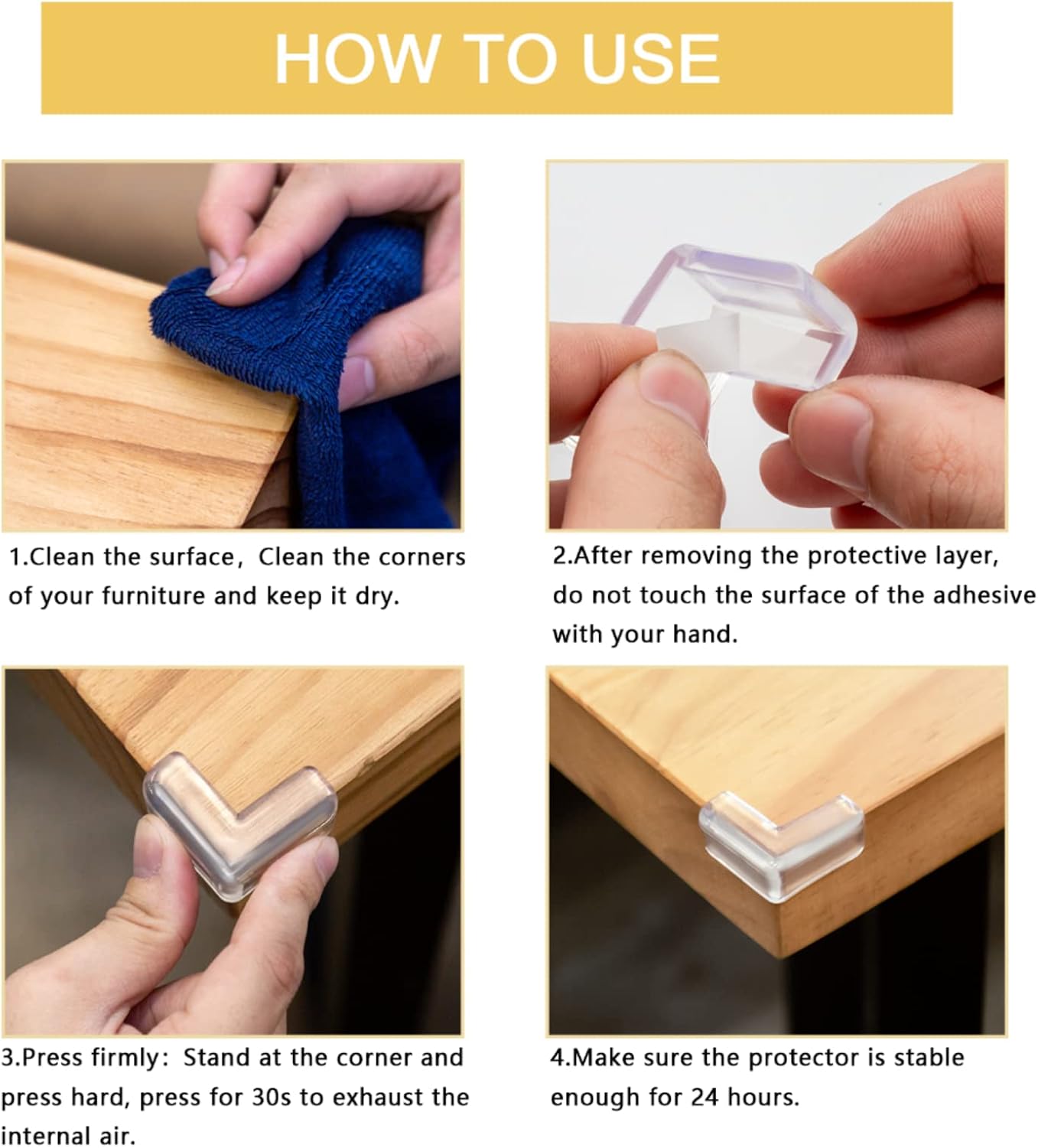 Thumbnail 3 de AIXMEET 24 corners Clear Silicone Furniture Corner Protectors, 24-Pack